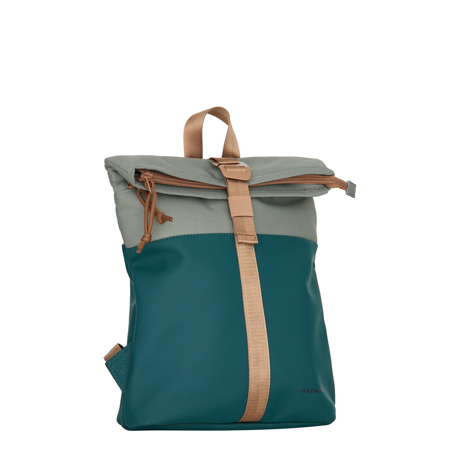 New Rebels Ferron Roll Up Rolltop City Rucksack Los Angeles wasserabweisend Petrol Grün Kupfer