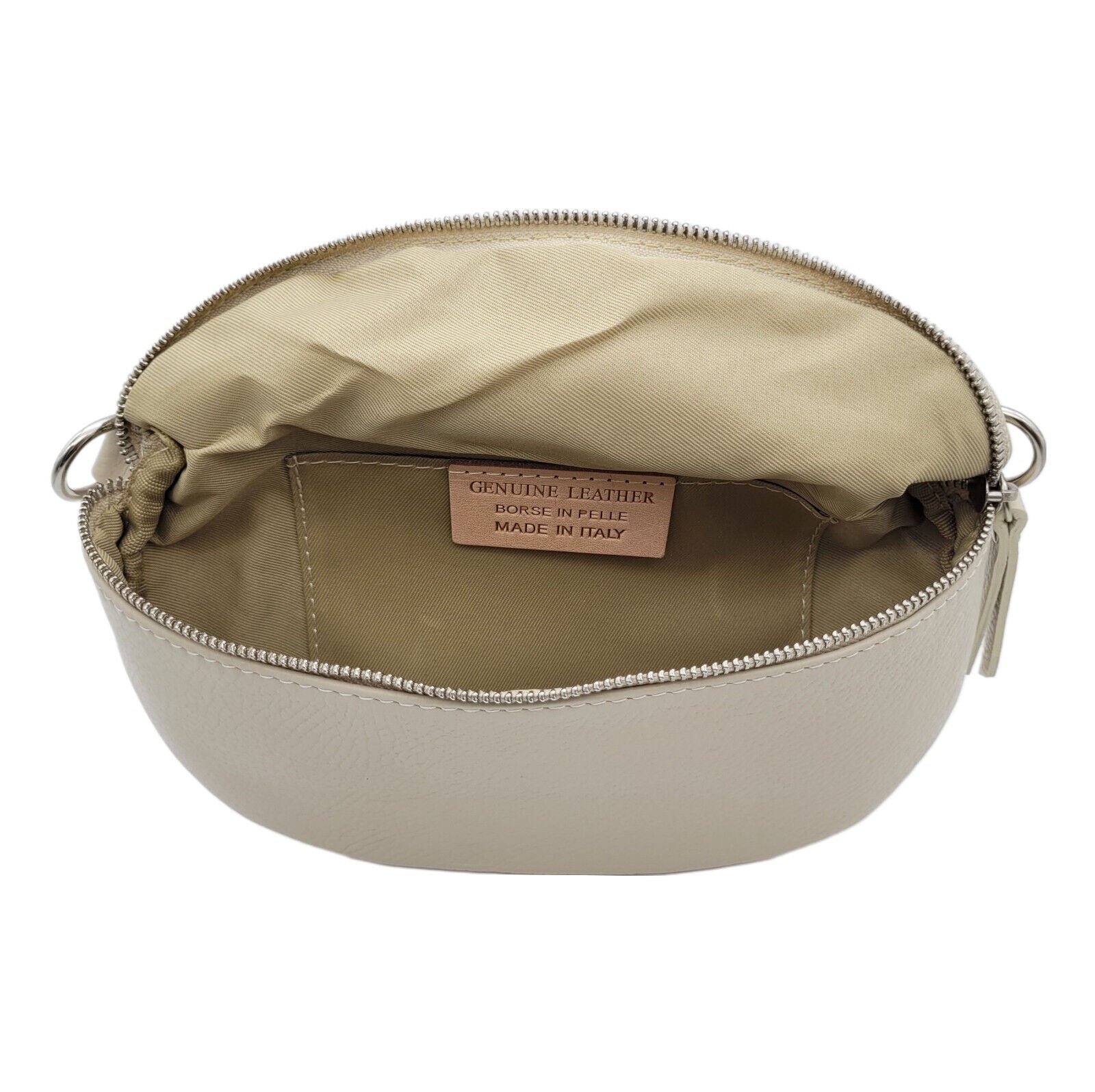 echt Leder Damen Crossbag Umhängetasche Schultertasche Handtasche made in Italy beige