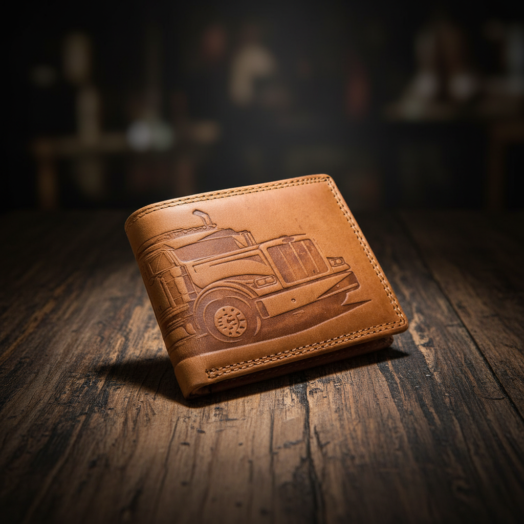Leder Geldbörse RFID Schutz | USA Truck Motiv | Hunterleder | Lemasi