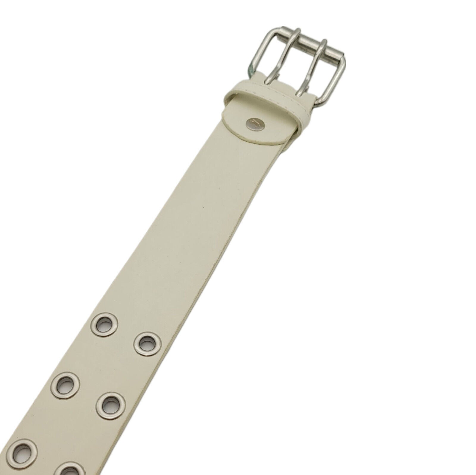 2-Loch Nietengürtel Ösen Gürtel Jeansgürtel Damen Herren echt Leder & PU 105cm weiß (90cm Bundweite)