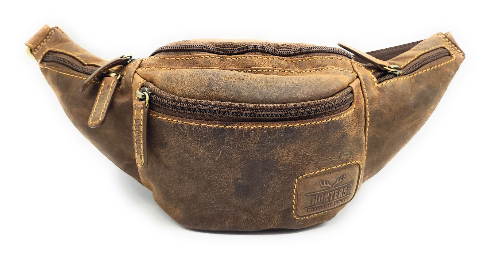 Hunters Bauchtasche aus Hunterleder – robuste Leder-Gürteltasche mit 5 Fächern & verstellbarem Hüftgurt