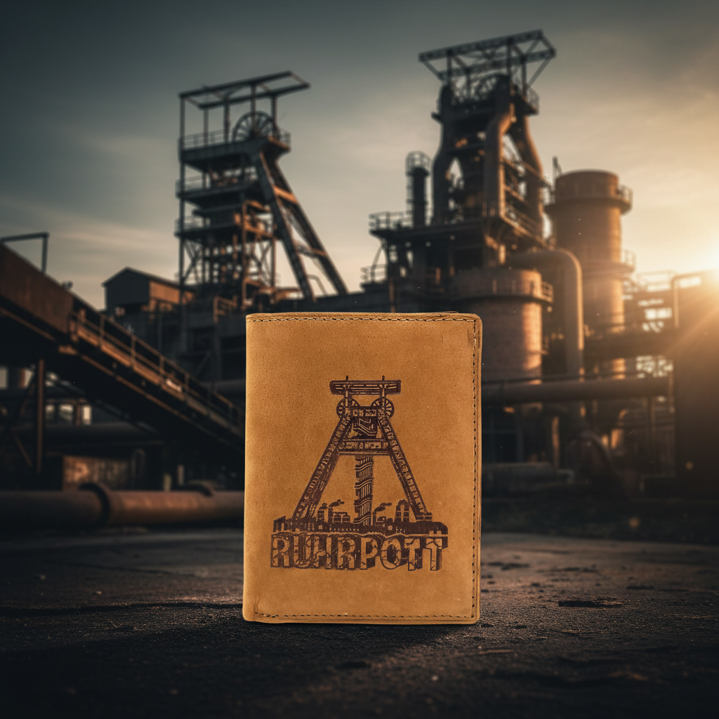 echt Leder Geldbörse Portemonnaie Ruhrpott Ruhrgebiet Förderturm RFID NFC Schutz