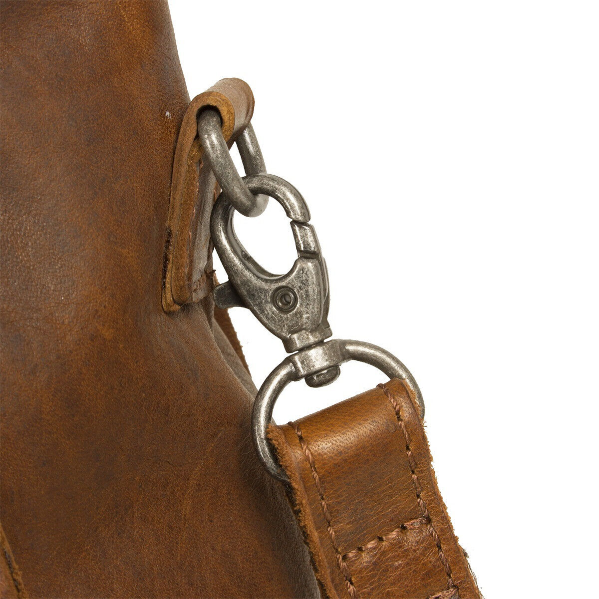 Justified Bags großer echt Leder Shopper Handtasche Schultertasche Nynke mit Laptop Fach congac