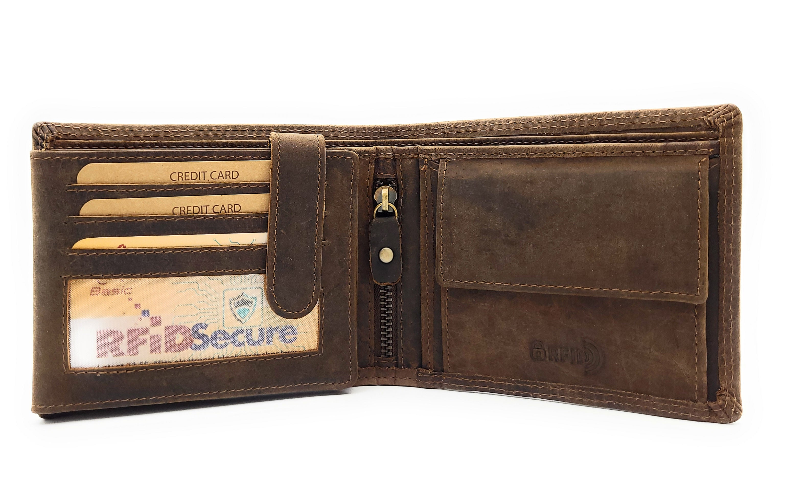 Jockey Club Basic echt Büffel Voll-Leder Geldbörse Portemonnaie Geldbeutel RFID NFC Schutz braun