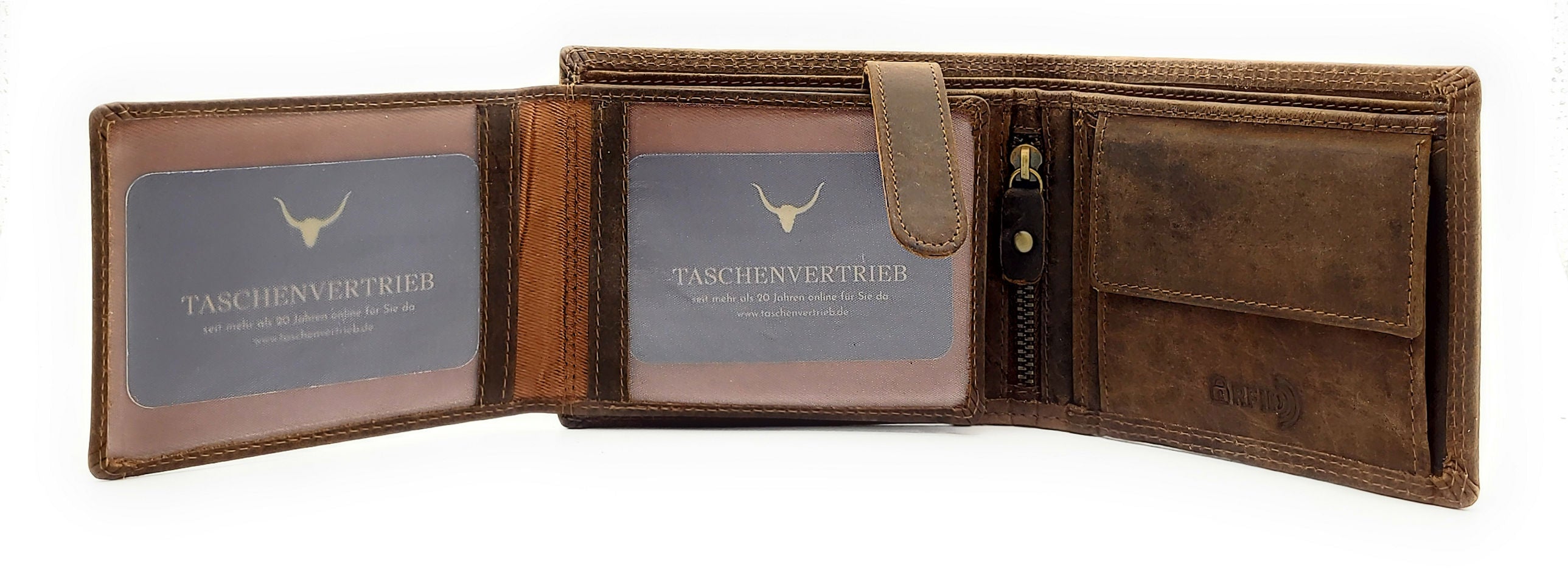 Jockey Club Basic echt Büffel Voll-Leder Geldbörse Portemonnaie Geldbeutel RFID NFC Schutz braun