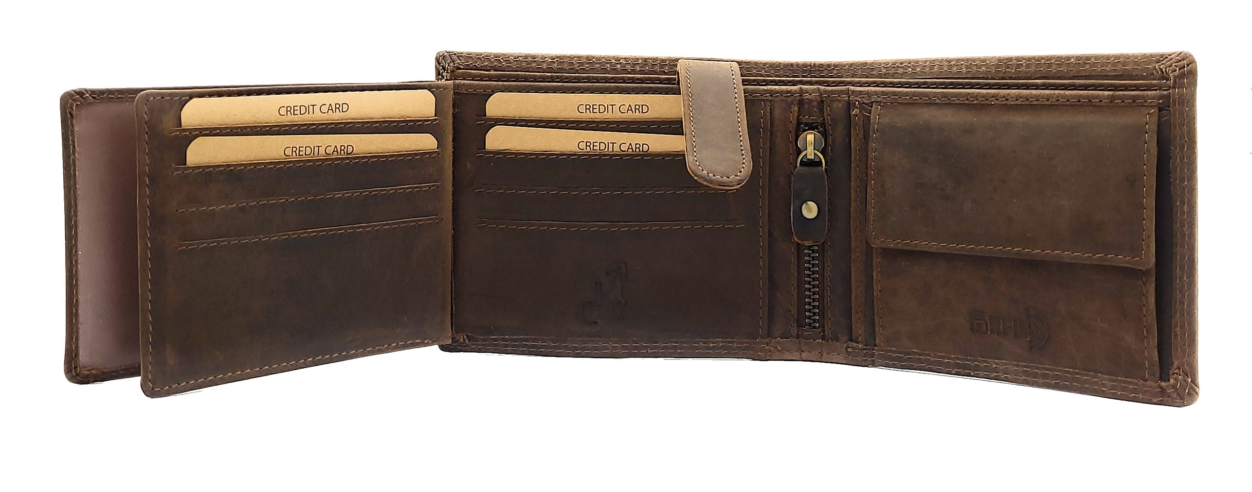 Jockey Club Basic echt Büffel Voll-Leder Geldbörse Portemonnaie Geldbeutel RFID NFC Schutz braun