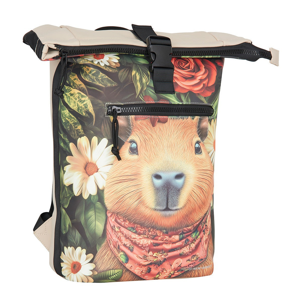New Rebels New York Capybara Rucksack – Rolltop, wasserabweisend, 15" Laptopfach