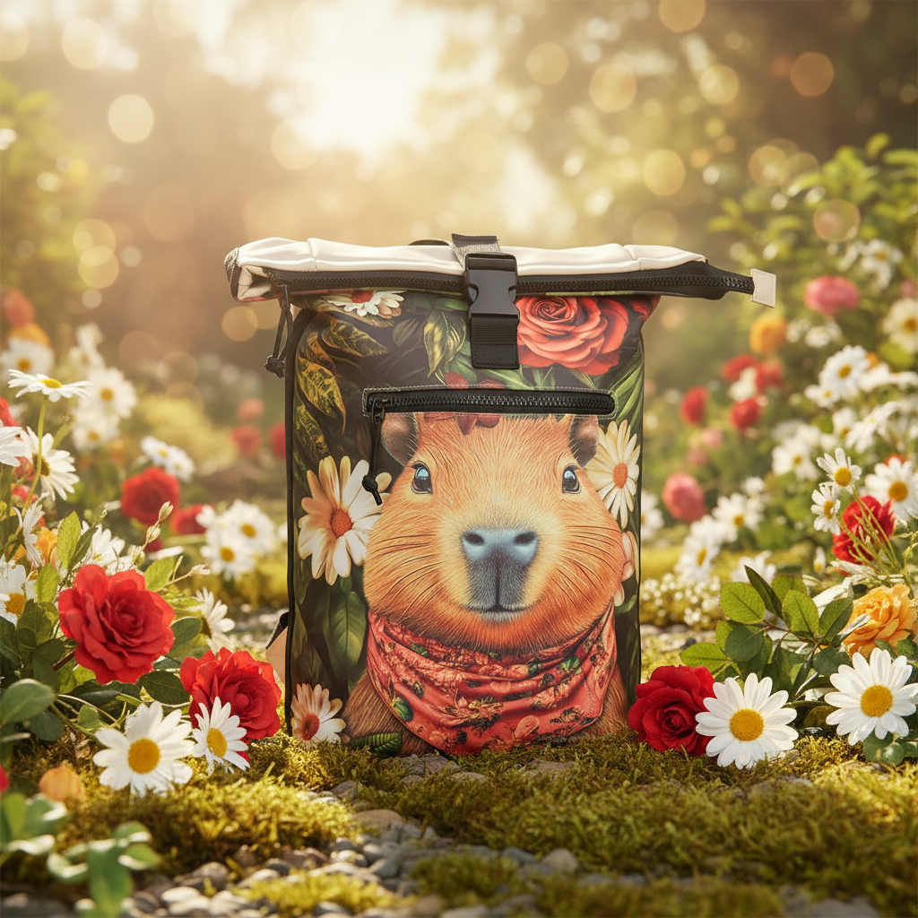 New Rebels New York Capybara Rucksack – Rolltop, wasserabweisend, 15" Laptopfach