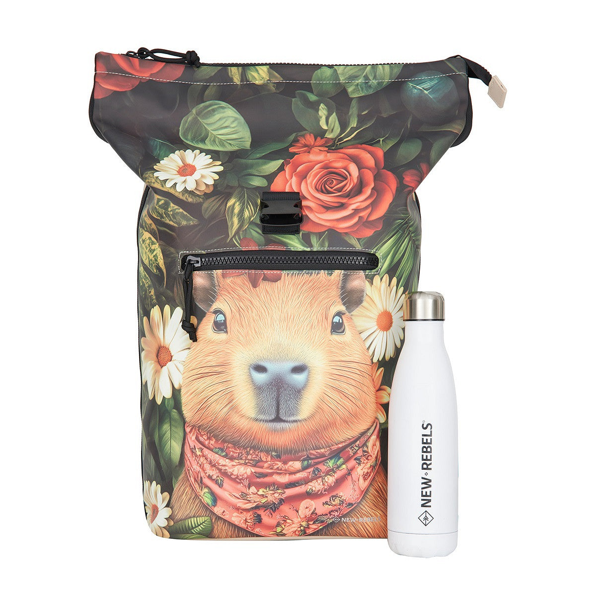 New Rebels New York Capybara Rucksack – Rolltop, wasserabweisend, 15" Laptopfach
