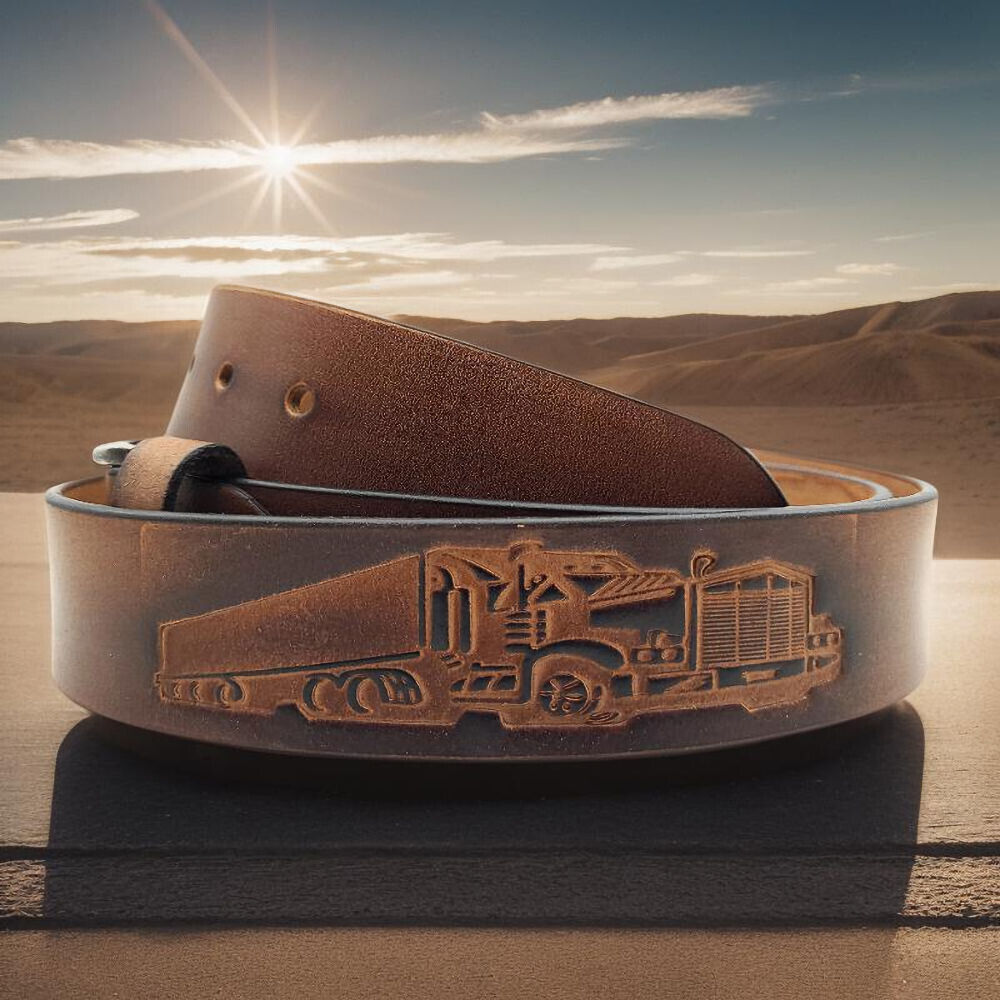 echt Leder Herren Gürtel Ledergürtel Büffelleder Trucker LKW Truck 95cm braun