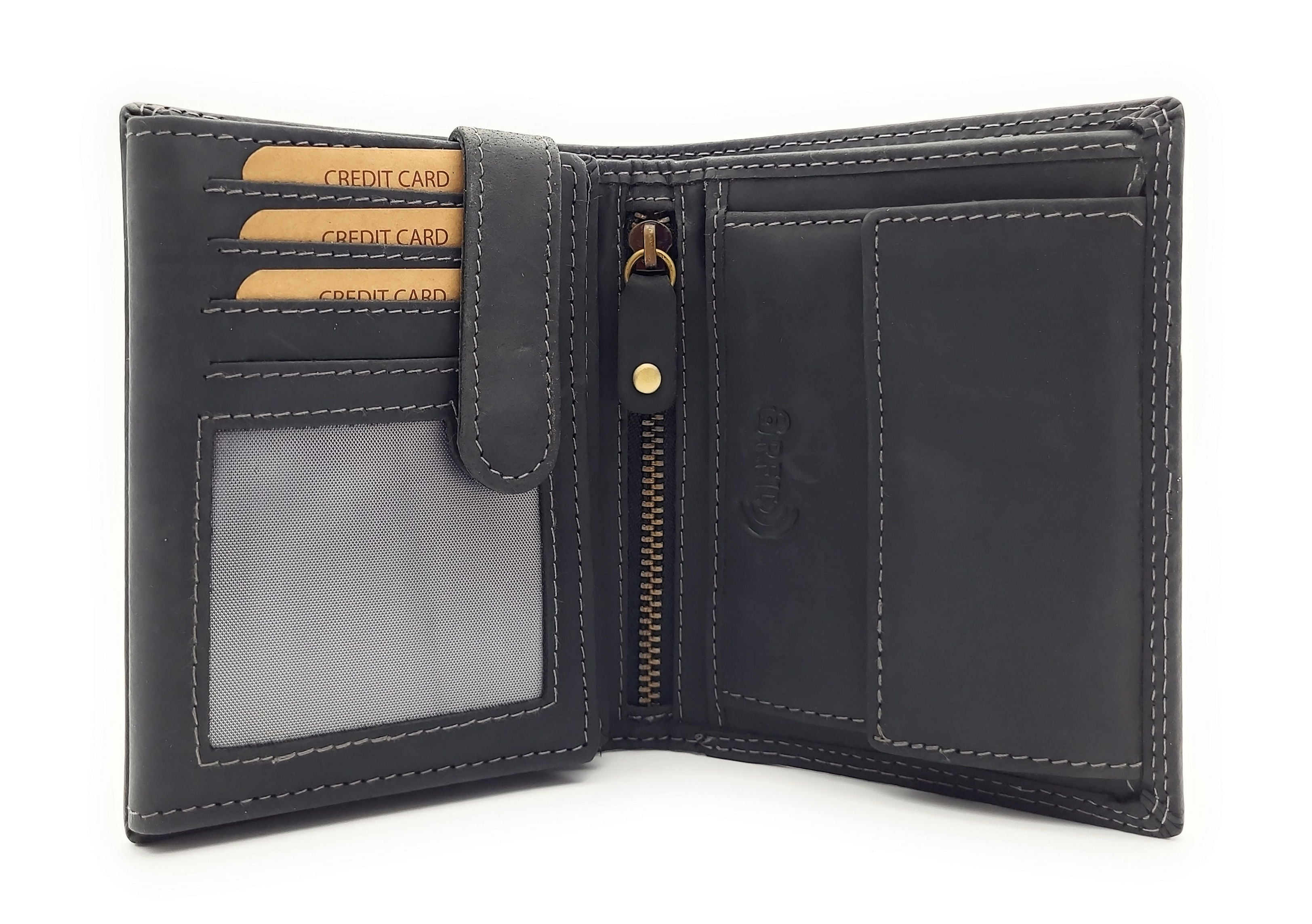 Jockey Club Basic echt Büffel Voll-Leder Geldbörse Portemonnaie Geldbeutel mit RFID NFC Schutz schwarz