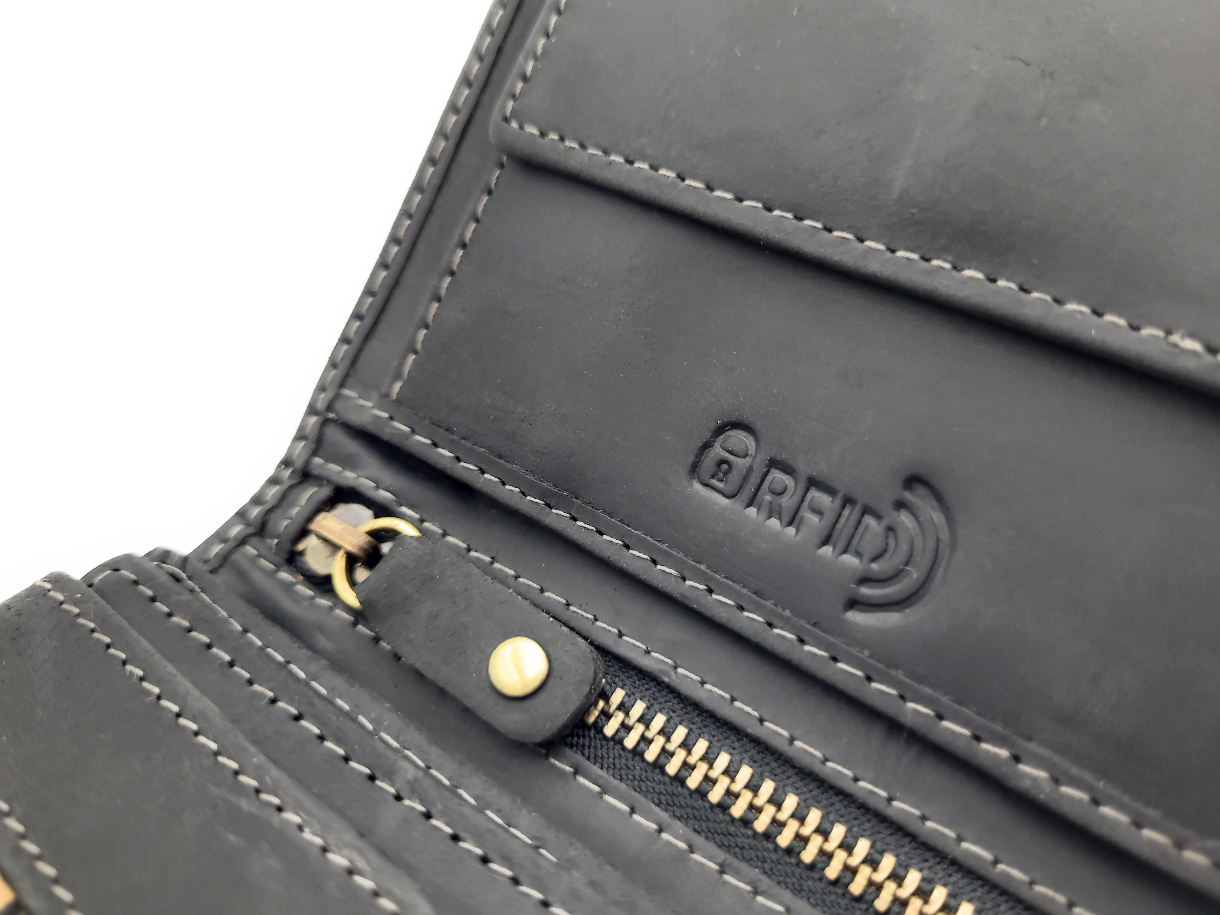 Jockey Club Basic echt Büffel Voll-Leder Geldbörse Portemonnaie Geldbeutel mit RFID NFC Schutz schwarz