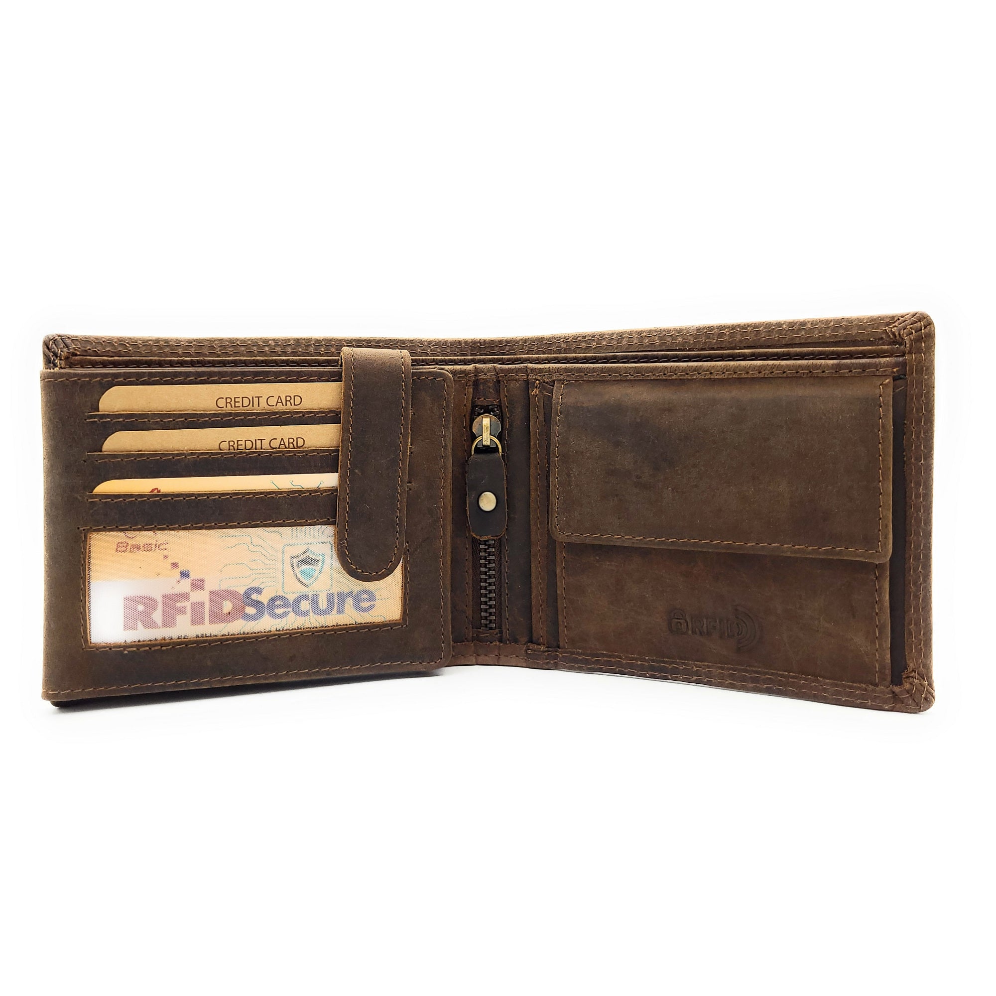 Jockey Club Basic echt Büffel Voll-Leder Geldbörse Portemonnaie Geldbeutel RFID NFC Schutz braun