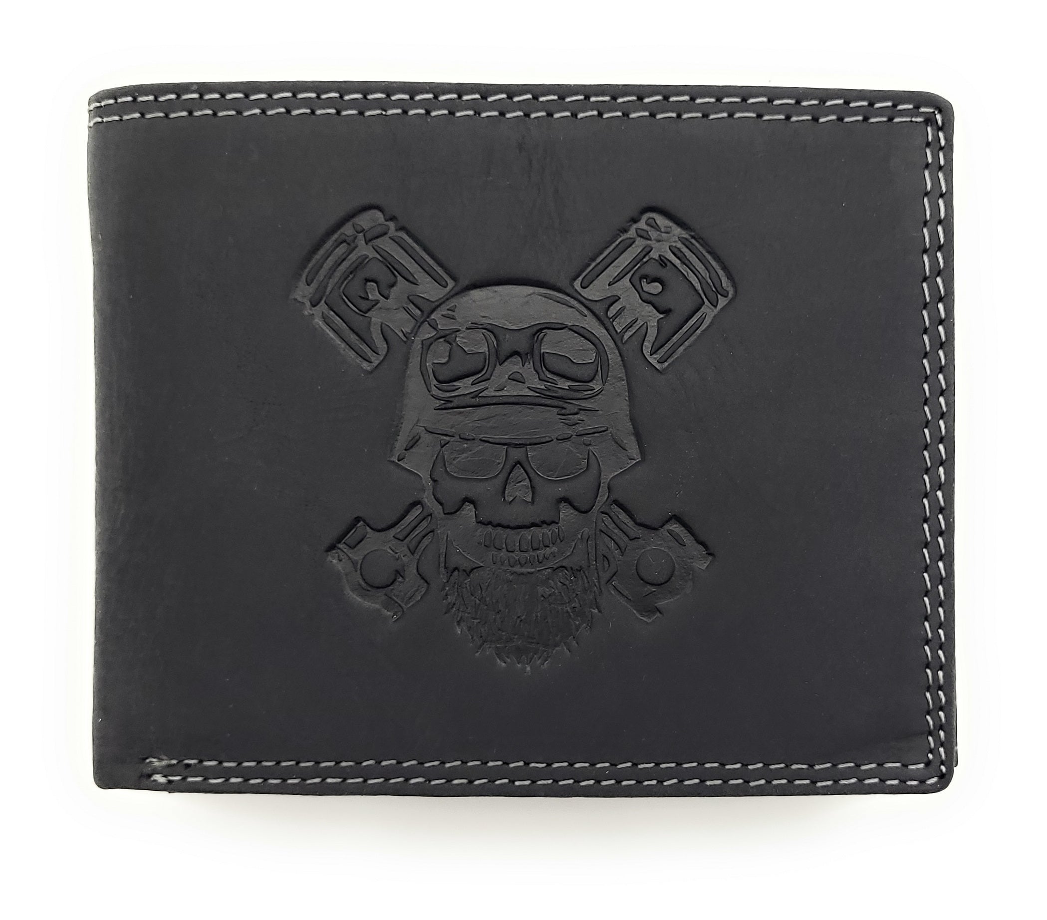 Jockey Club Basic echt Leder Geldbörse Portemonnaie Totenkopf Skull mit RFID NFC Schutz