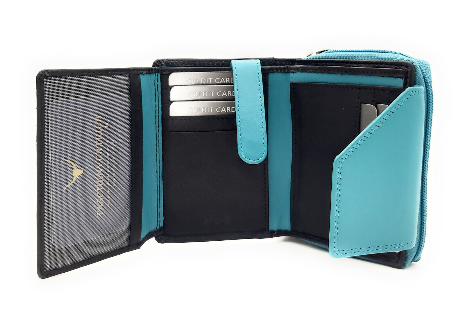 Jockey Club echt Leder Damen Geldbörse Portemonnaie Geldbeutel viele Fächer RFID Schutz schwarz blau