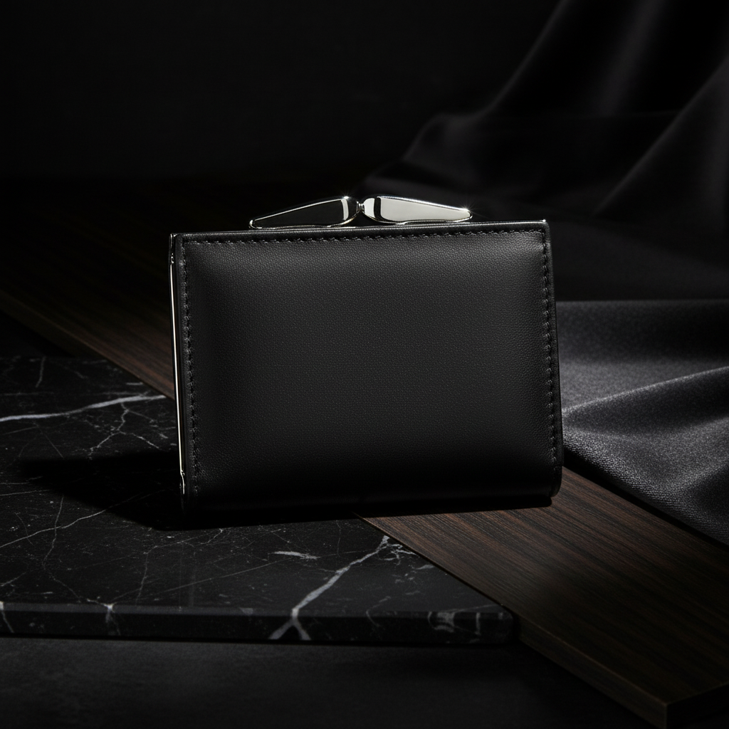 La Scala Bügelbörse Damen Leder | Rahmenbörse mit Bügelverschluss | Geldbörse schwarz