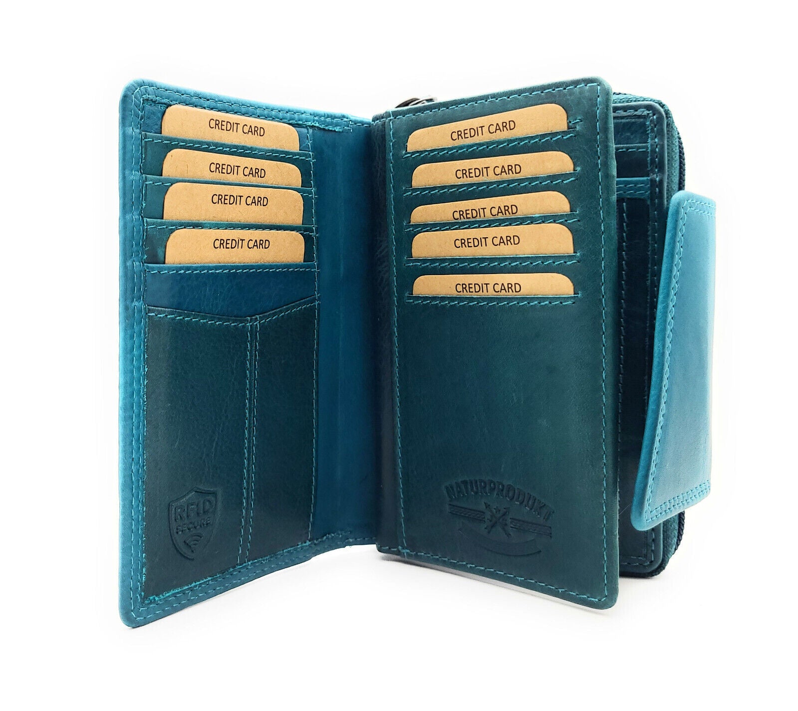 Jockey Club echt Leder Geldbörse Portemonnaie Geldbeutel Schmetterling mit RFID Schutz petrol blau