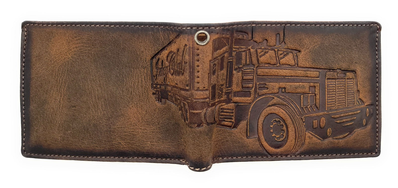 Jockey Club Geldbörse RFID Schutz Büffel Leder - US-Truck Design Handarbeit cognac braun