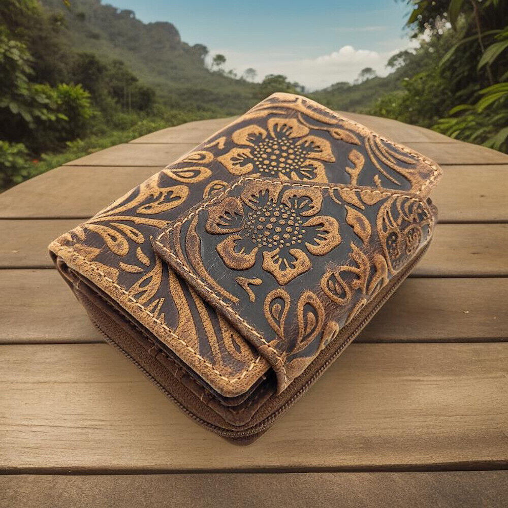 Jockey Club kleine echt Leder Damen Geldbörse Portemonnaie mit RFID Schutz Liane cognac braun