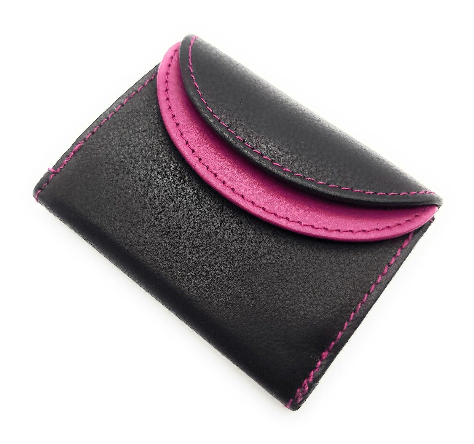 Jockey Club echt Leder Mini Geldbörse Wickelbörse Urlaubsbörse mit RFID Schutz schwarz beere