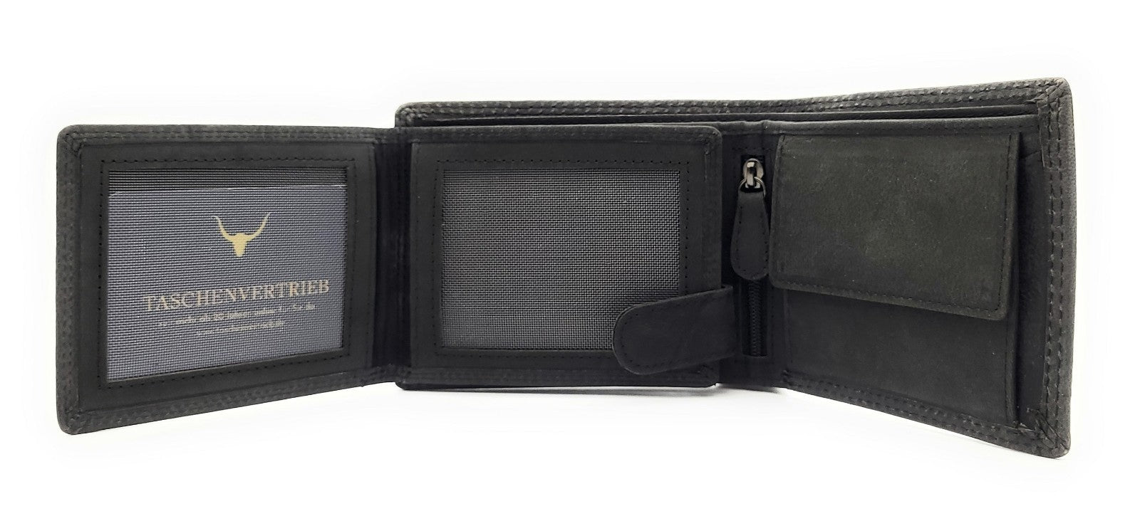Leder Geldbeutel Herren mit RFID Schutz – maritime Prägung, Vintage Grau