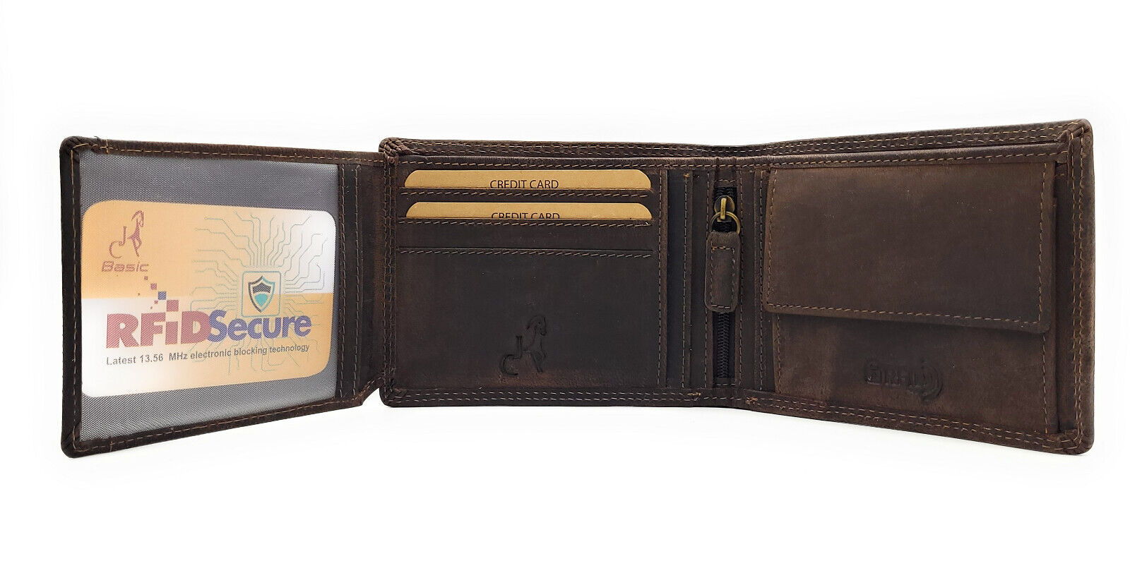 Jockey Club Basic echt Leder Geldbörse Portemonnaie Geldbeutel Hunterleder RFID Schutz dunkel-braun