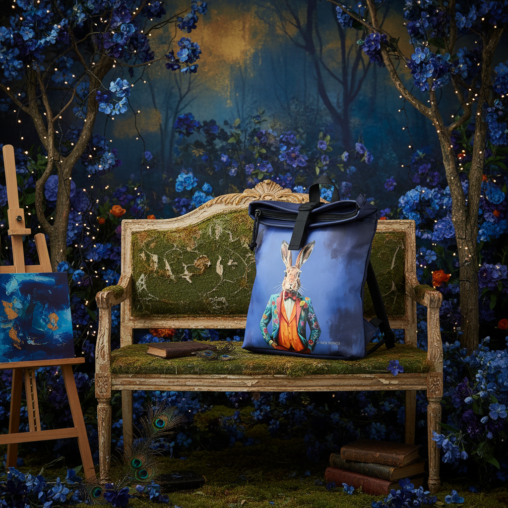 New Rebels Rolltop Cityrucksack Los Angeles – Stylischer Rolltop Rucksack mit Hasen-Design, Wasserabweisend & Praktisch