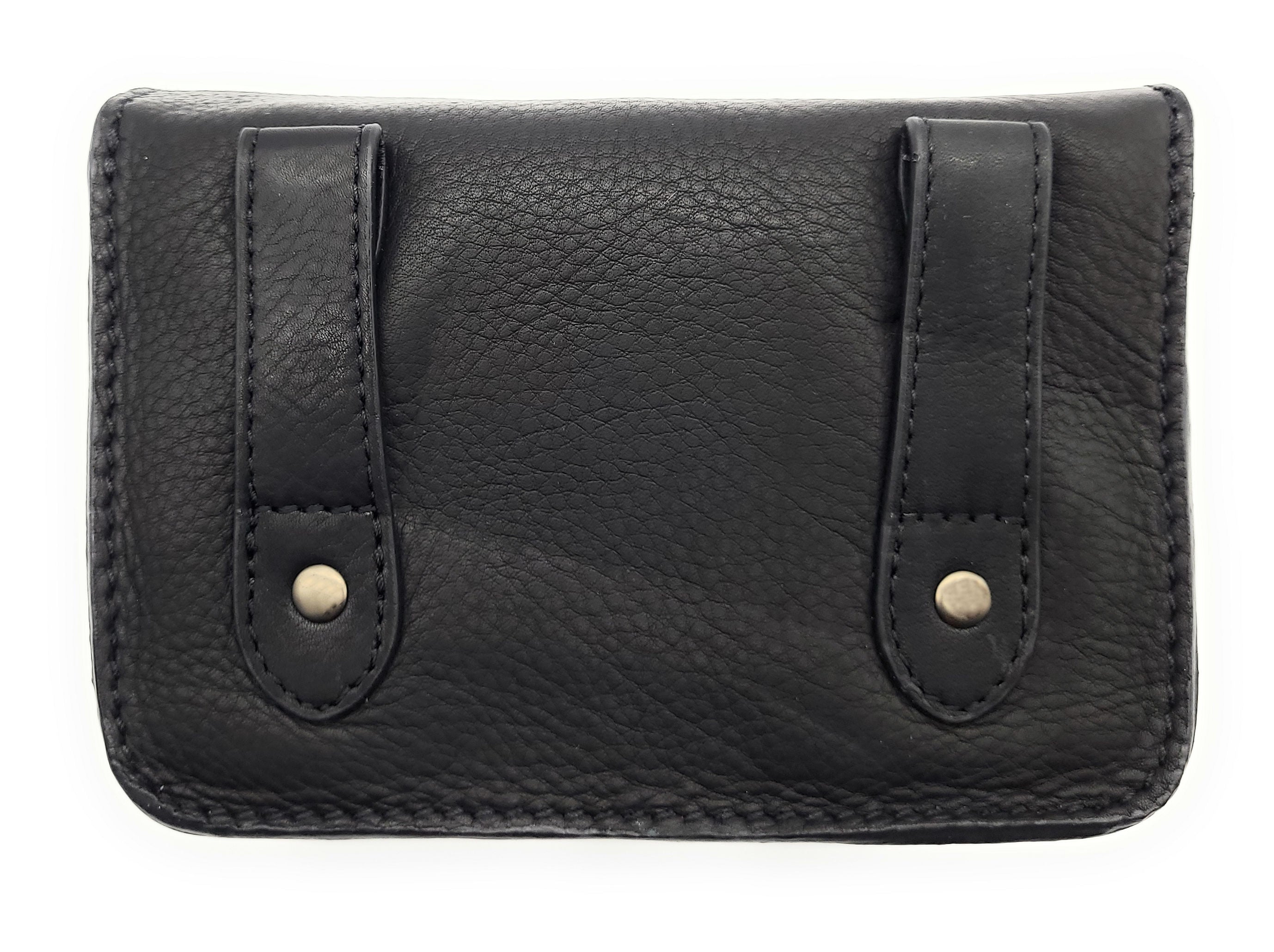 Hill Burry Gürteltasche aus dickem Rindsleder – 2 Hauptfächer, abnehmbarer Schultergurt, schwarz