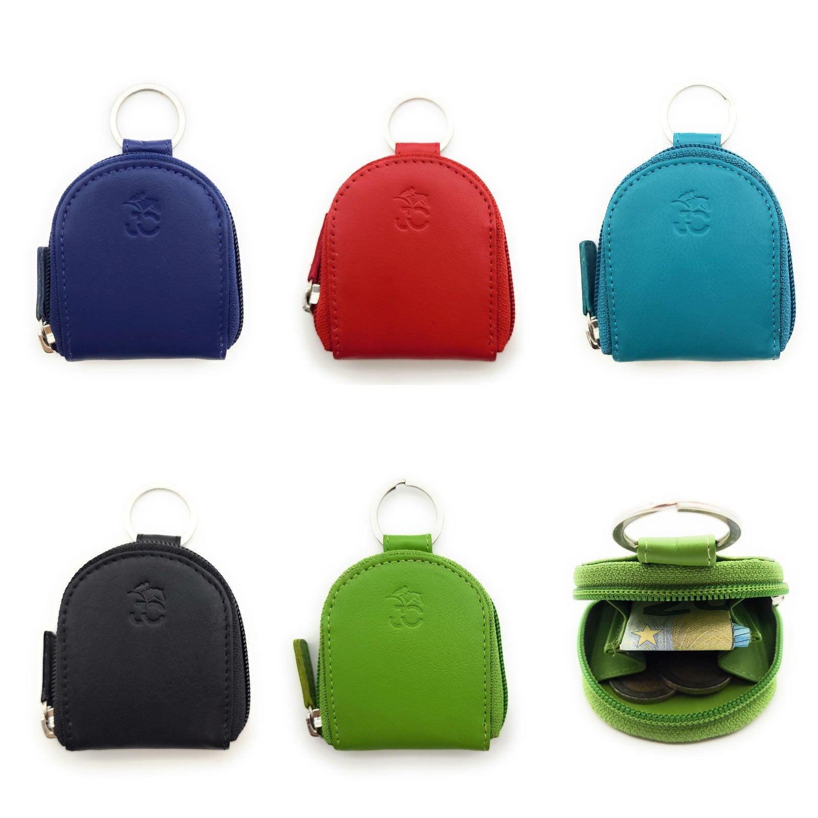 Jockey Club Nappaleder-Münzbörse mit Schlüsselring und Reißverschluss – Kompakte Geldbörse