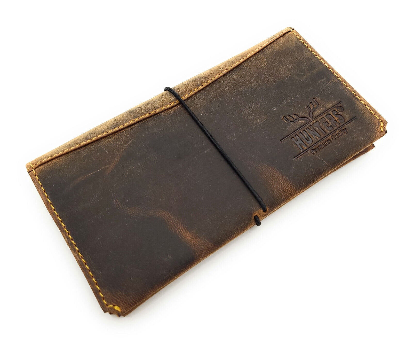 Tabakbeutel aus Büffelleder – mit Fächern für Blättchen, Filter & Feuerzeug braun
