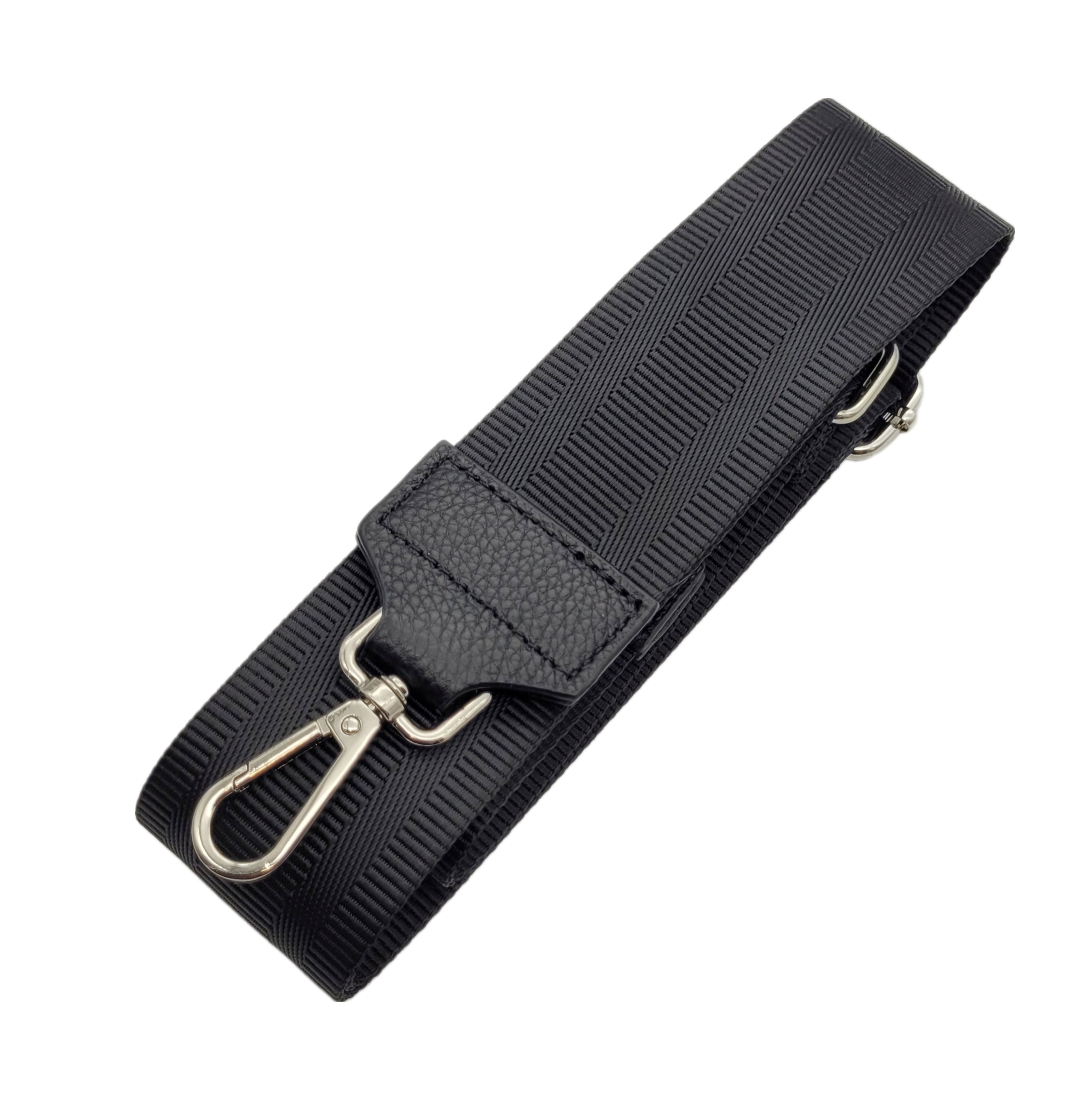 Ersatz Taschengurt Schultergurt Tragegurt Schulterriemen 5cm made in Italy schwarz silber