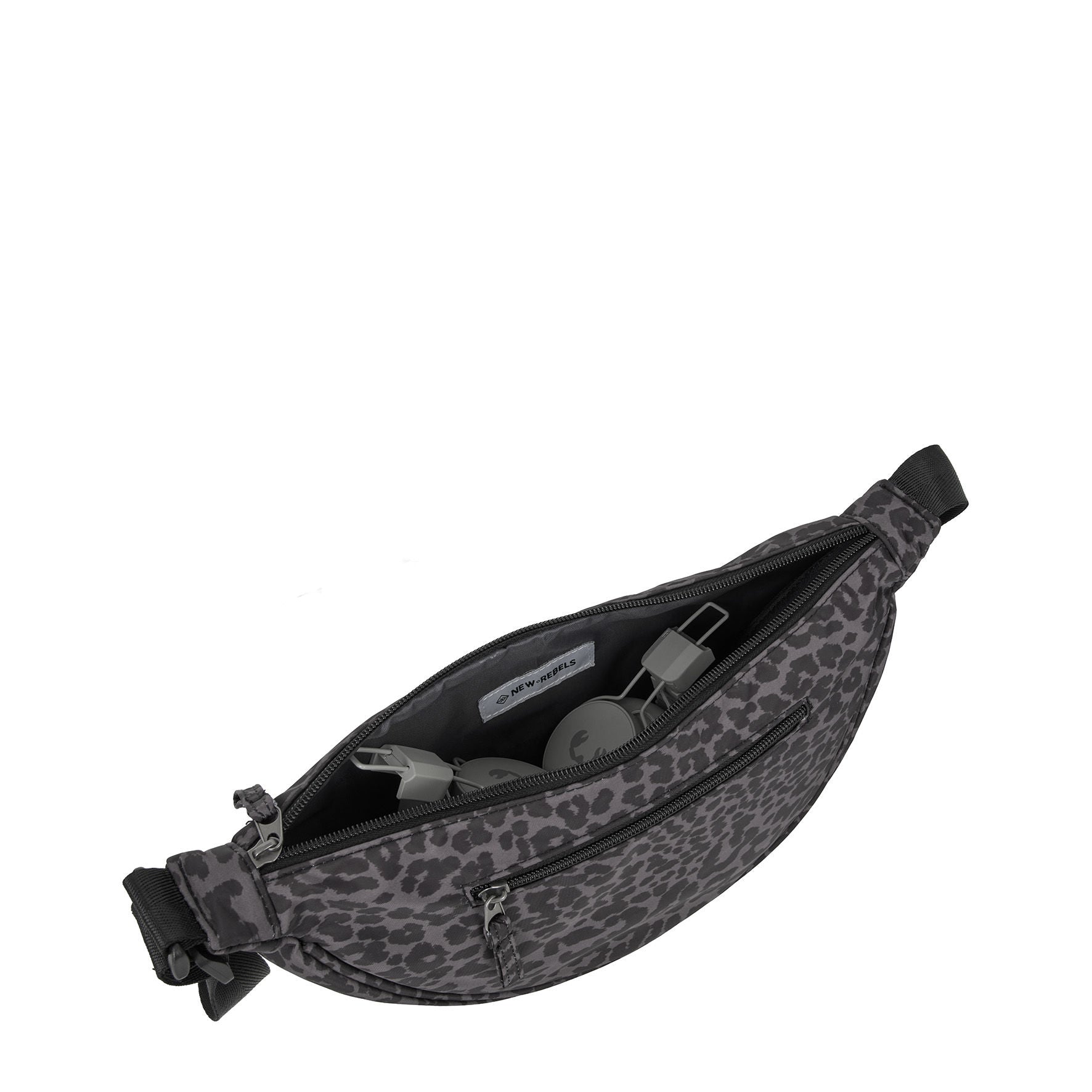 New Rebels Moonbag „Stay Wild" – Crossbody-Tasche mit Leopard-Print black, Nylon, 32 × 16 cm