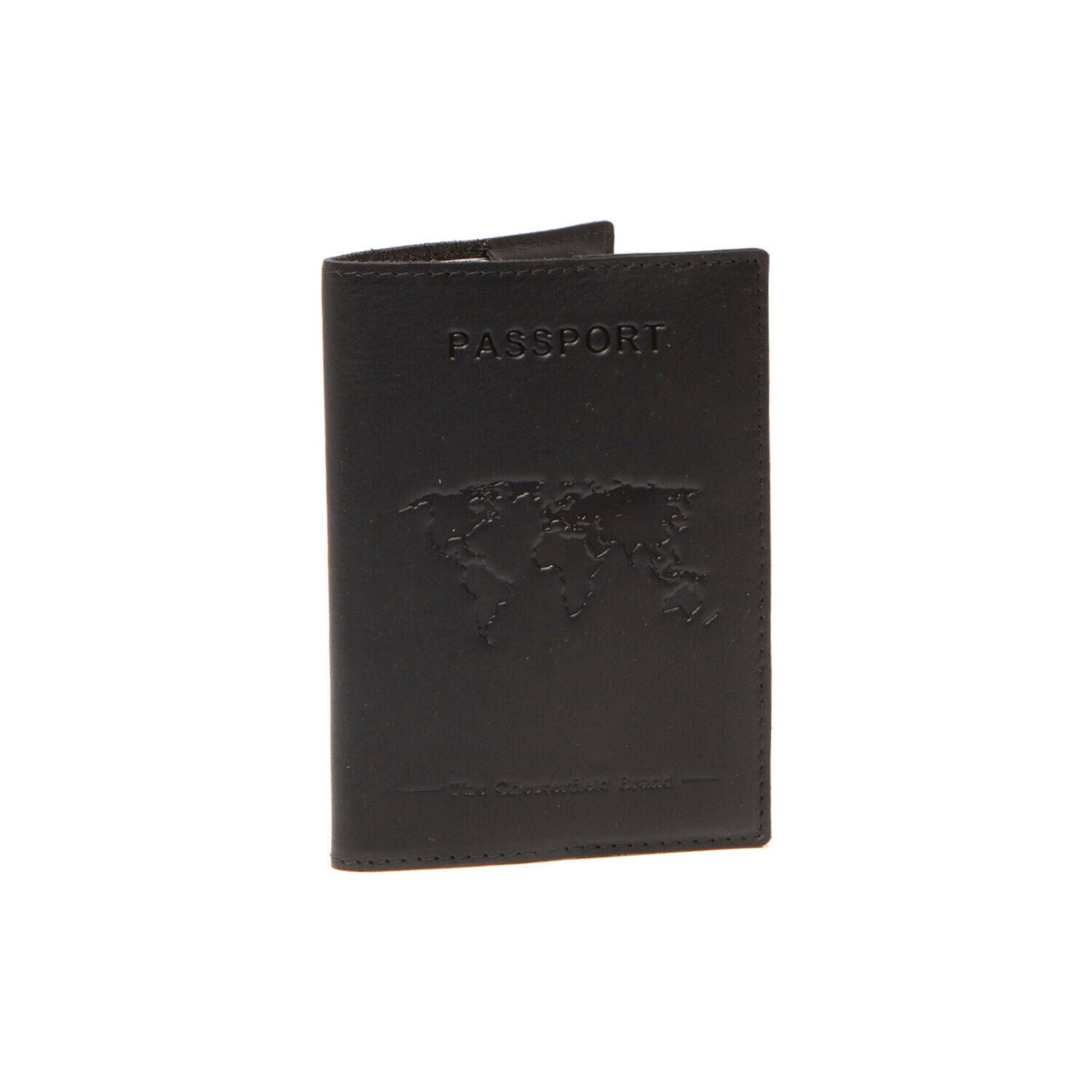 The Chesterfield Brand Passport Cover – Hochwertiges Reisepass-Etui aus 100% Rindsleder mit Weltkarten-Design schwarz