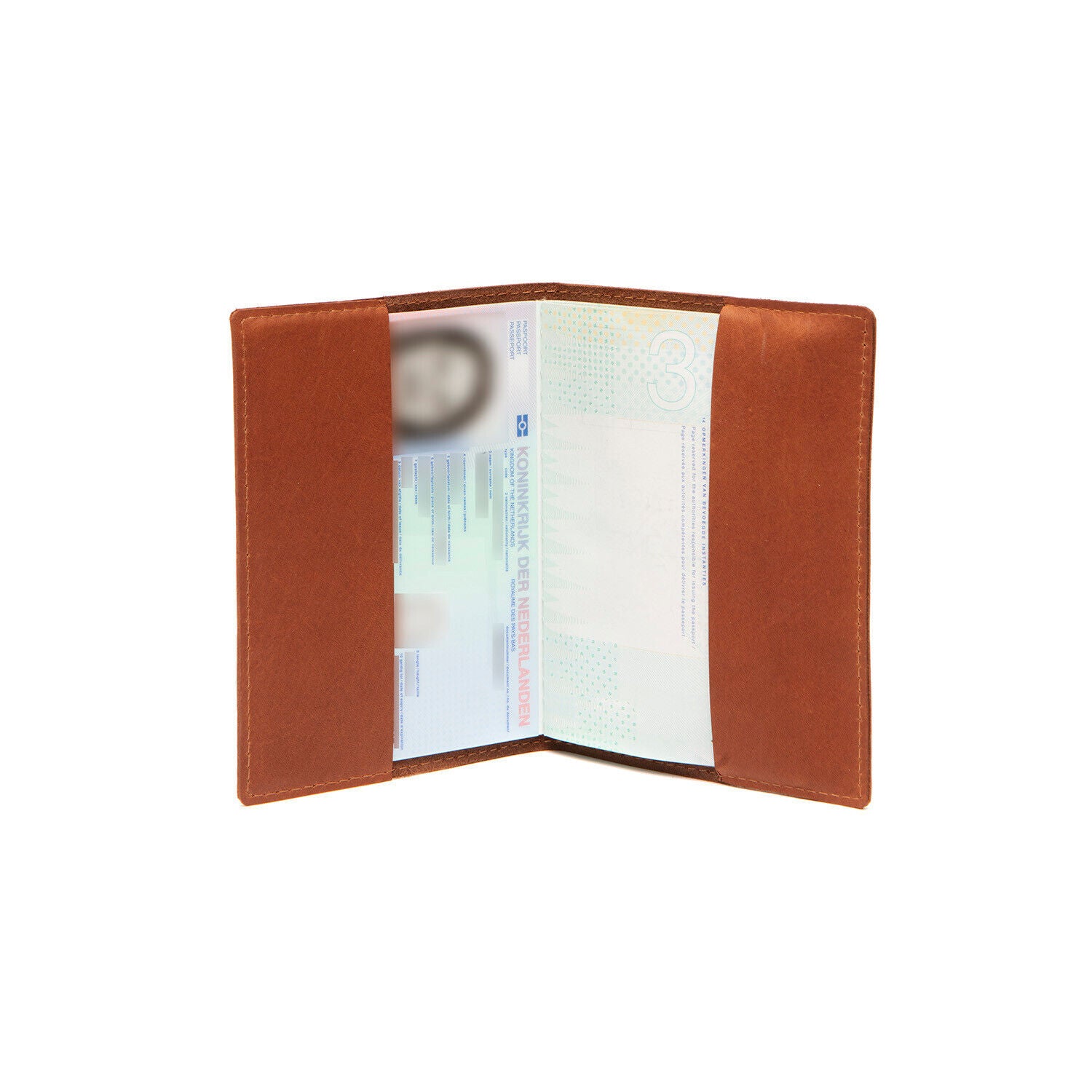 The Chesterfield Brand Passport Cover – Hochwertiges Reisepass-Etui aus 100% Rindsleder mit Weltkarten-Design cognac