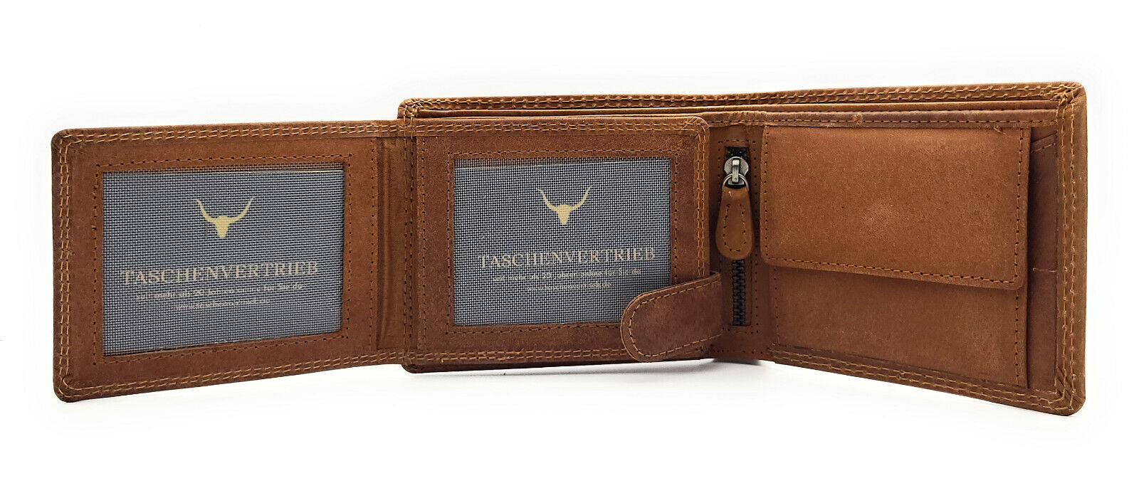 Hunterleder Geldbörse mit Anker-Prägung - Maritimes Portemonnaie für Damen & Herren