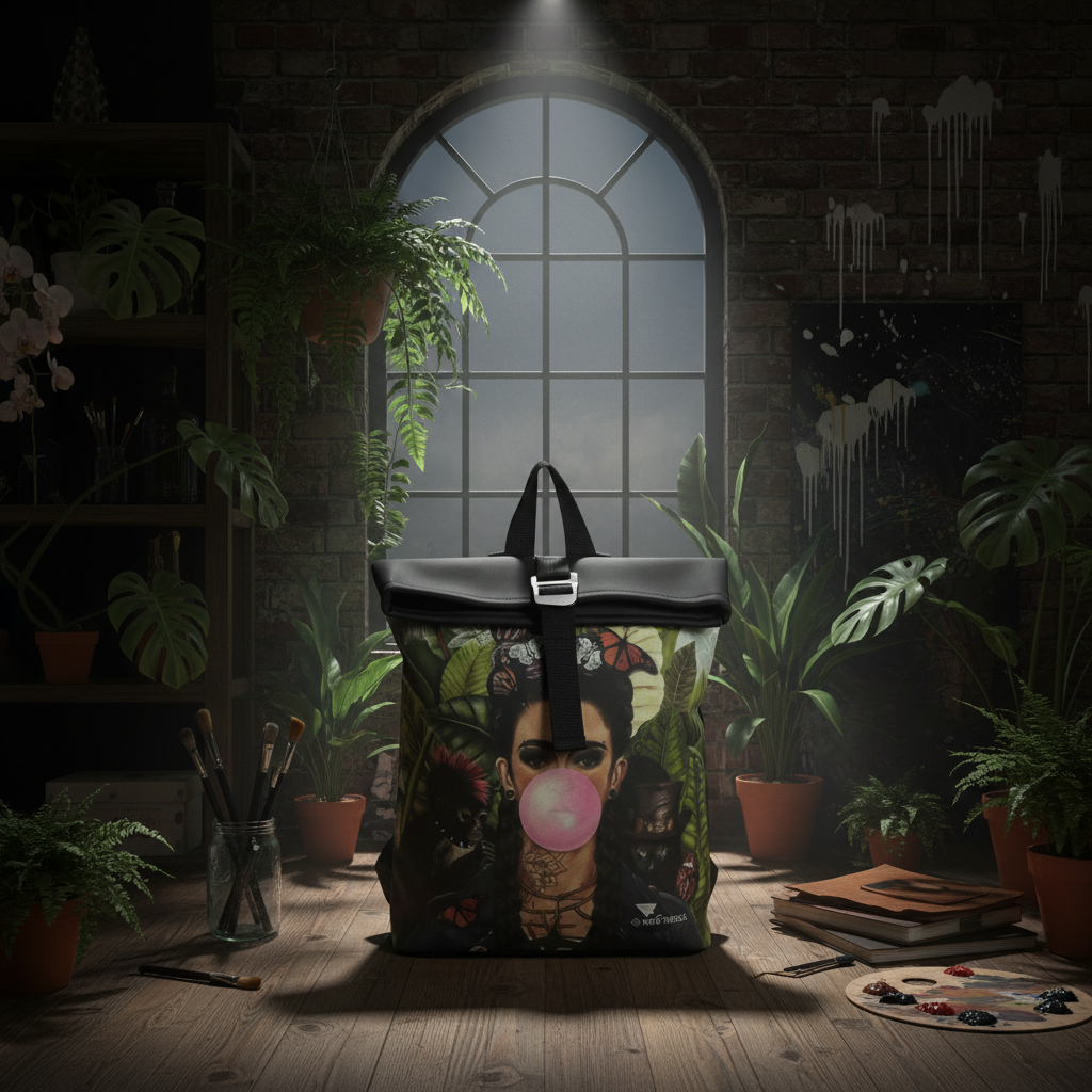 New Rebels Mart Art Roll Up Rolltop City Rucksack Los Angeles Bubble Gum, wasserabweisend