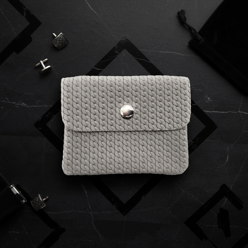 Mini Geldbörse Damen Herren – Echtes Rindleder geprägt, Made in Italy, Grau