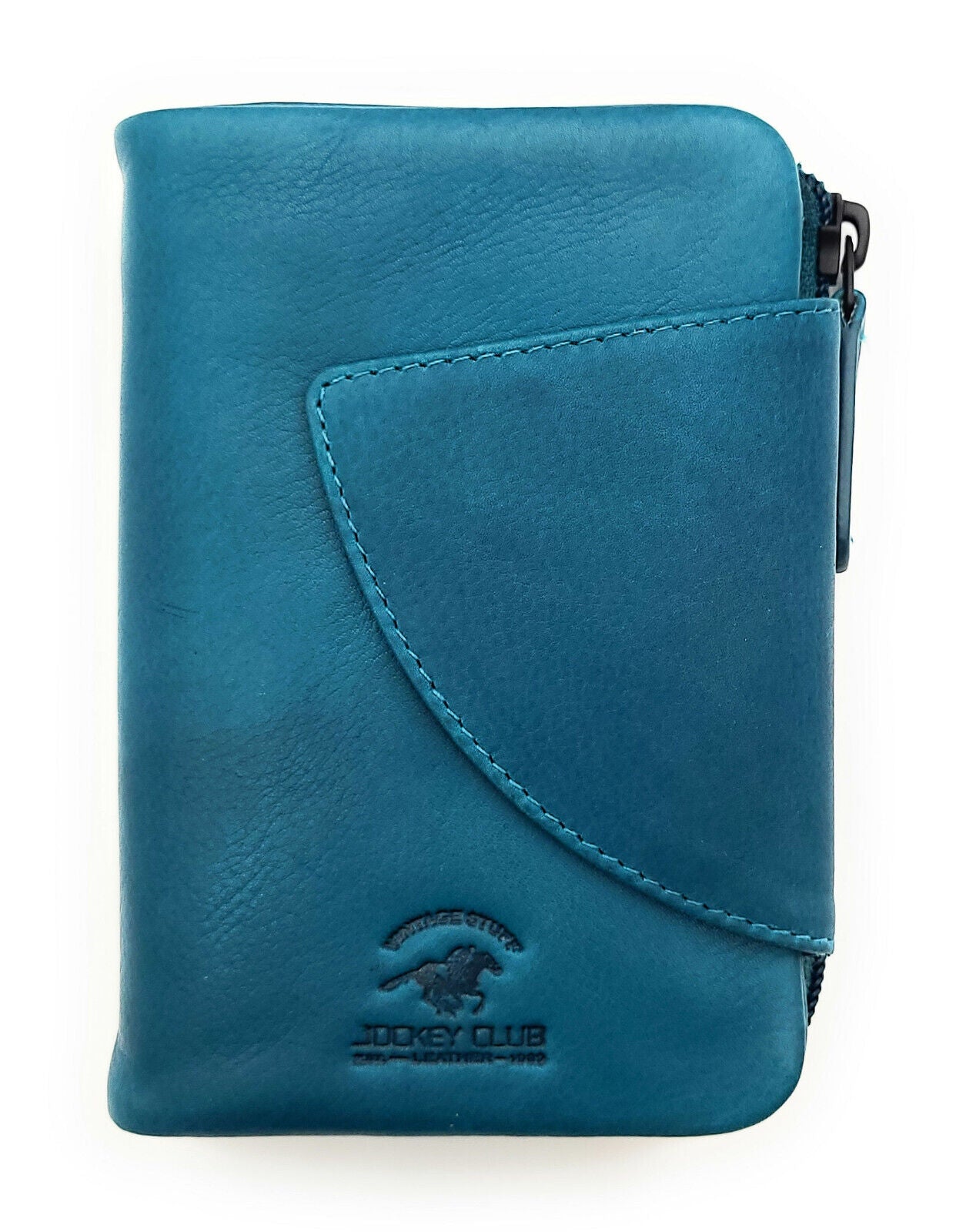 Jockey Club echt Leder Geldbörse Portemonnaie Geldbeutel mit RFID Schutz petrol blau