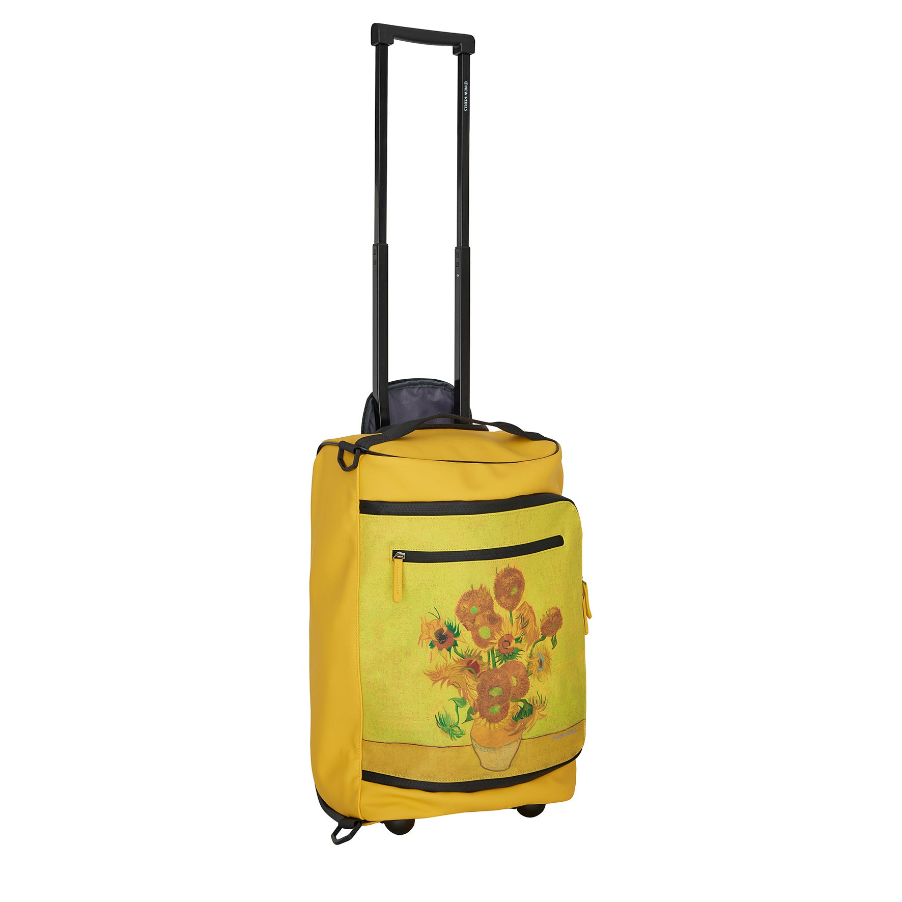 New Rebels OnBoard Trolley Laredo Wasserabweisend | Reisekoffer mit Rollen | Handgepäck 32x18x50cm | Van Gogh Sonnenblumen Gelb