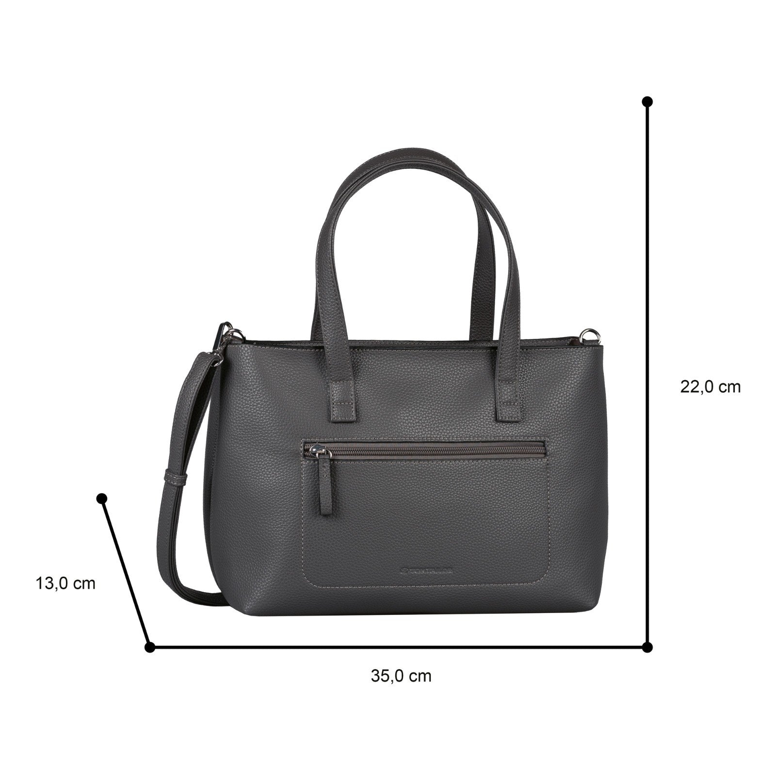 Tom Tailor Shopper Elis – Leicht & kompakt, PU-Lederimitat, mittleres Querformat mit Ziernaht Schulterriemen dunkelgrau