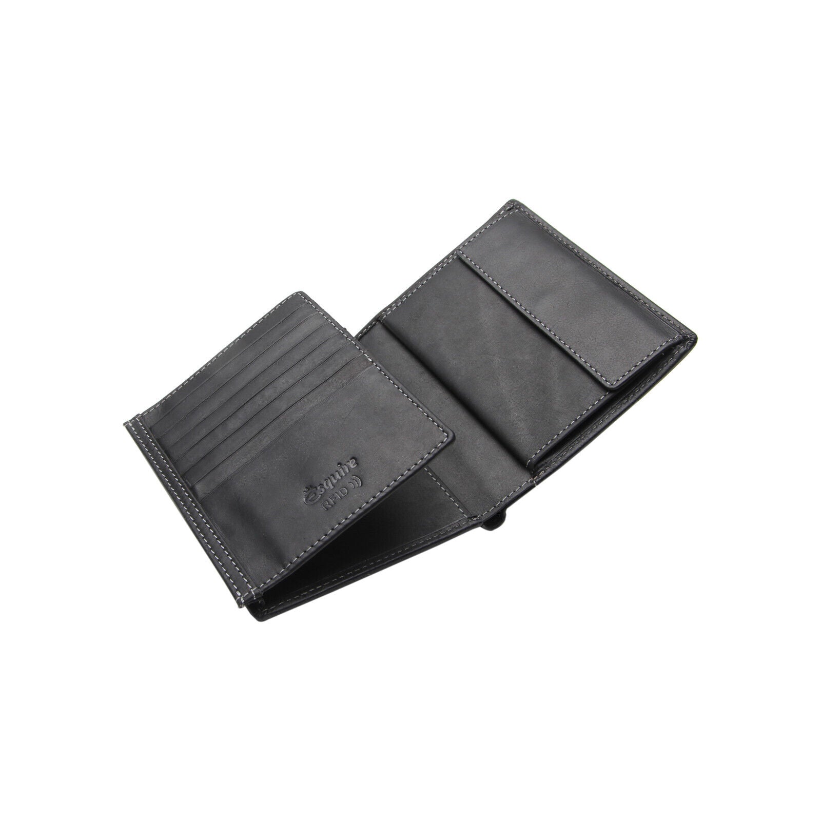 Esquire echt Leder Geldbörse Portemonnaie RFID Schutz 22 Kartenfächer schwarz