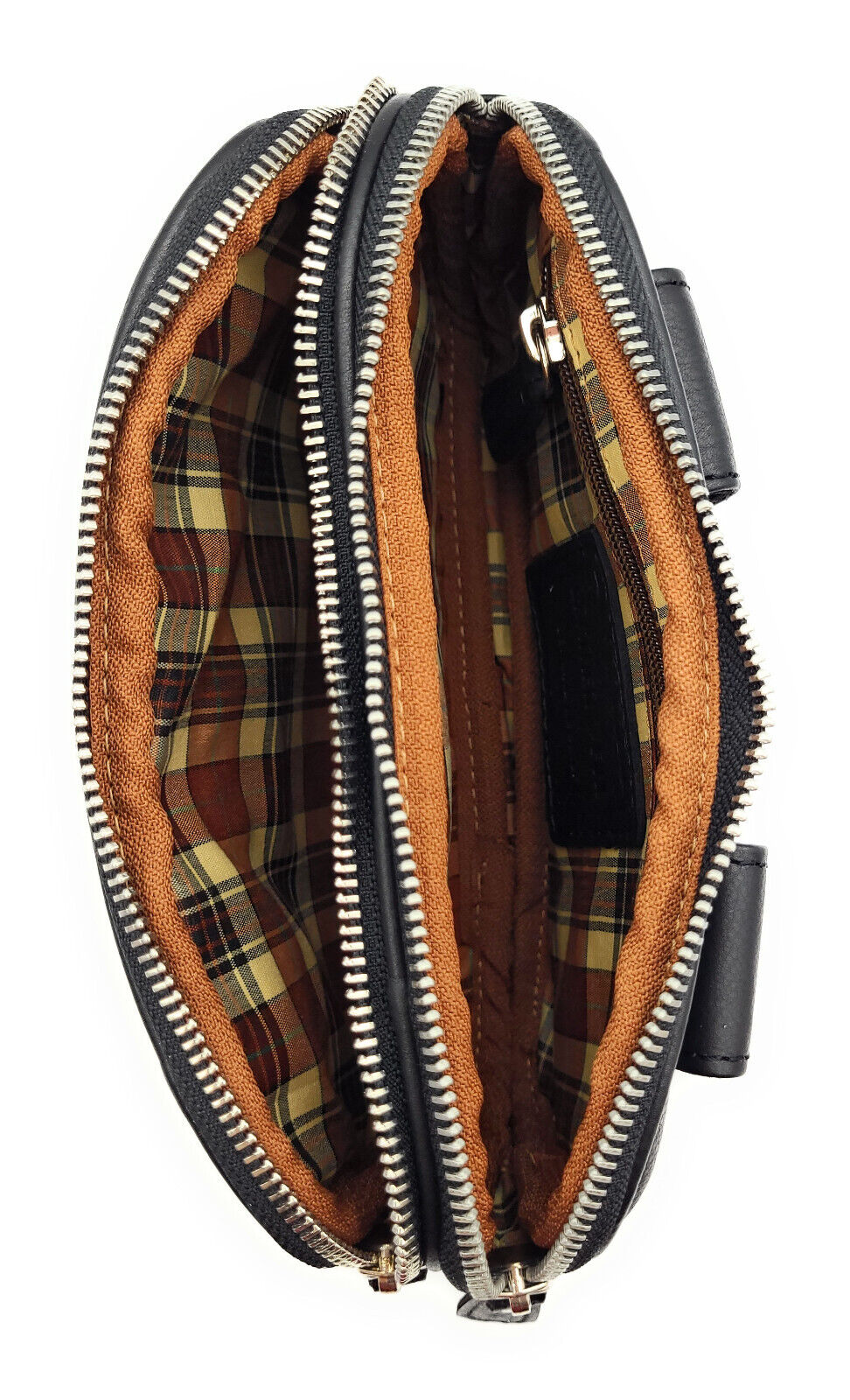 Gürteltasche Leder XXL mit 2 Hauptfächern | Bauchtasche Nappaleder Schwarz | Hüfttasche Echtleder 21cm