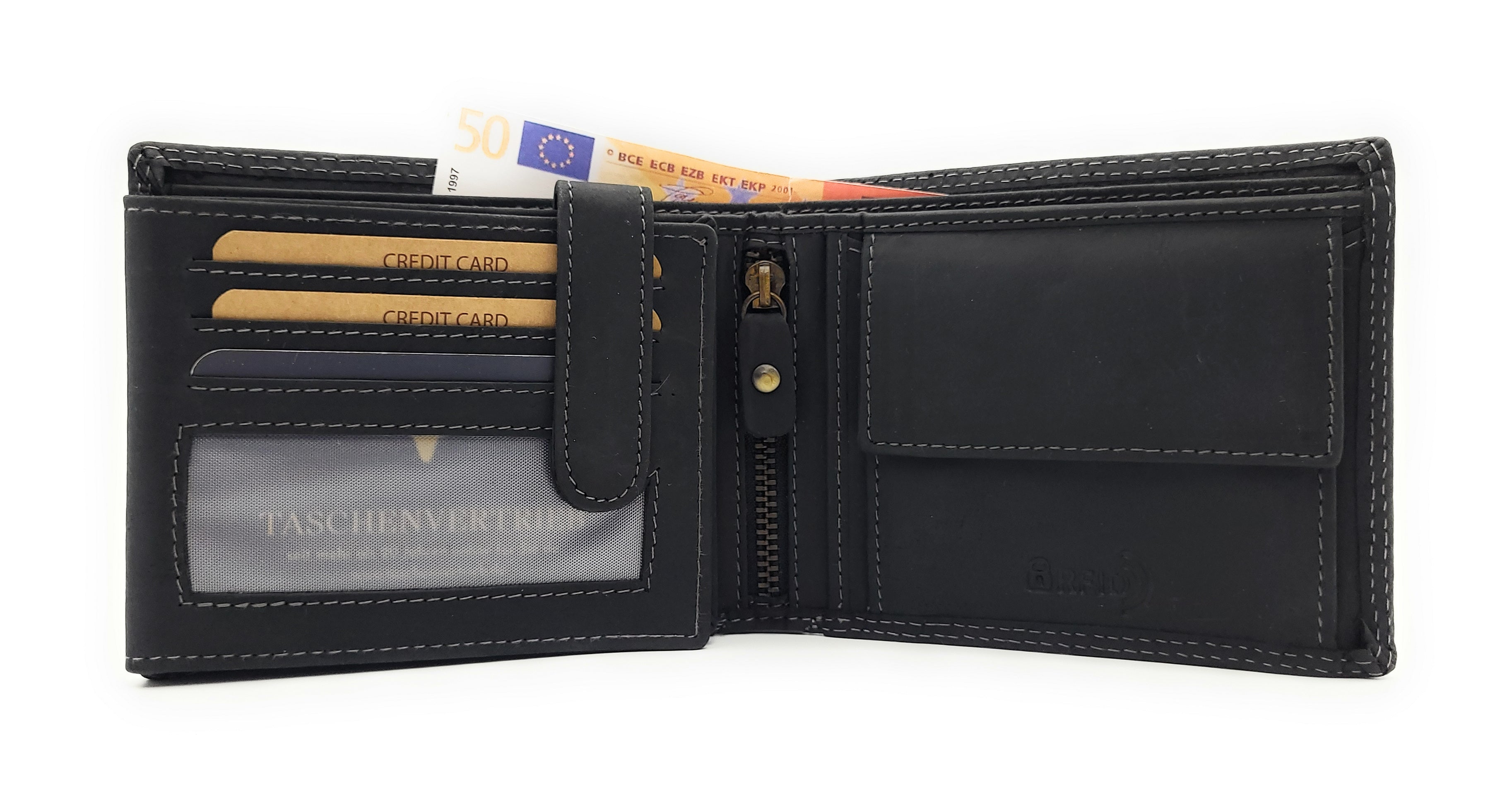 Jockey Club Basic echt Leder Geldbörse Portemonnaie Totenkopf Skull mit RFID NFC Schutz