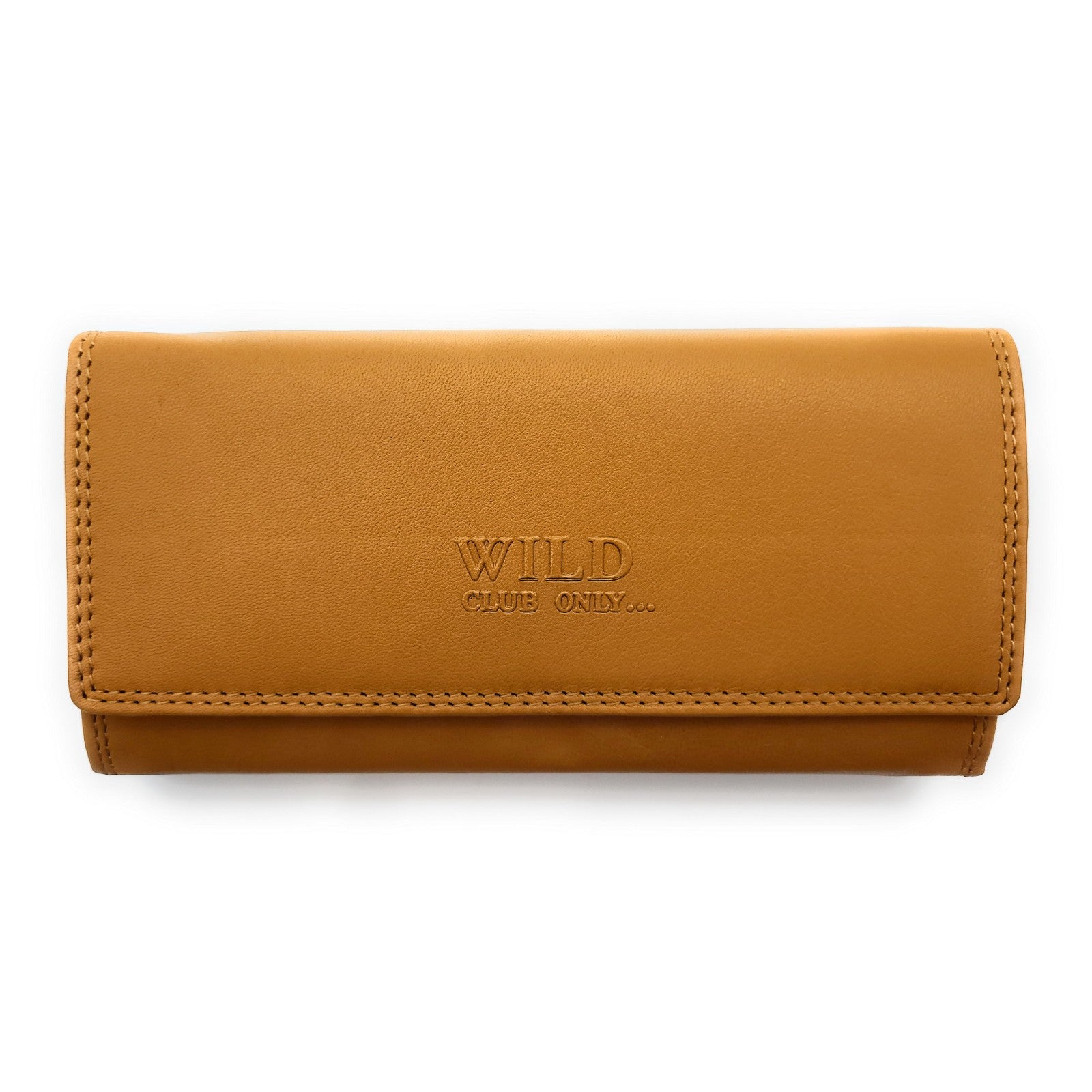 Große Damen Geldbörse aus Echtleder mit RFID-Schutz, 18 Kartenfächer, Langformat mit Münzfach & Doppelnaht cognac