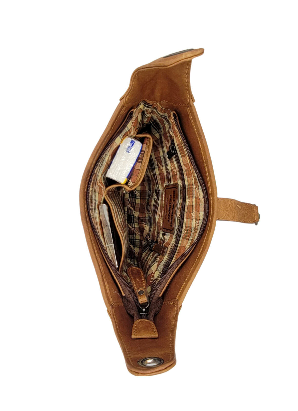 Hillburry Damen Handtasche Umhängetasche Braun – Echtleder, Verstellbarer Schultergurt, Karabinerverschluss