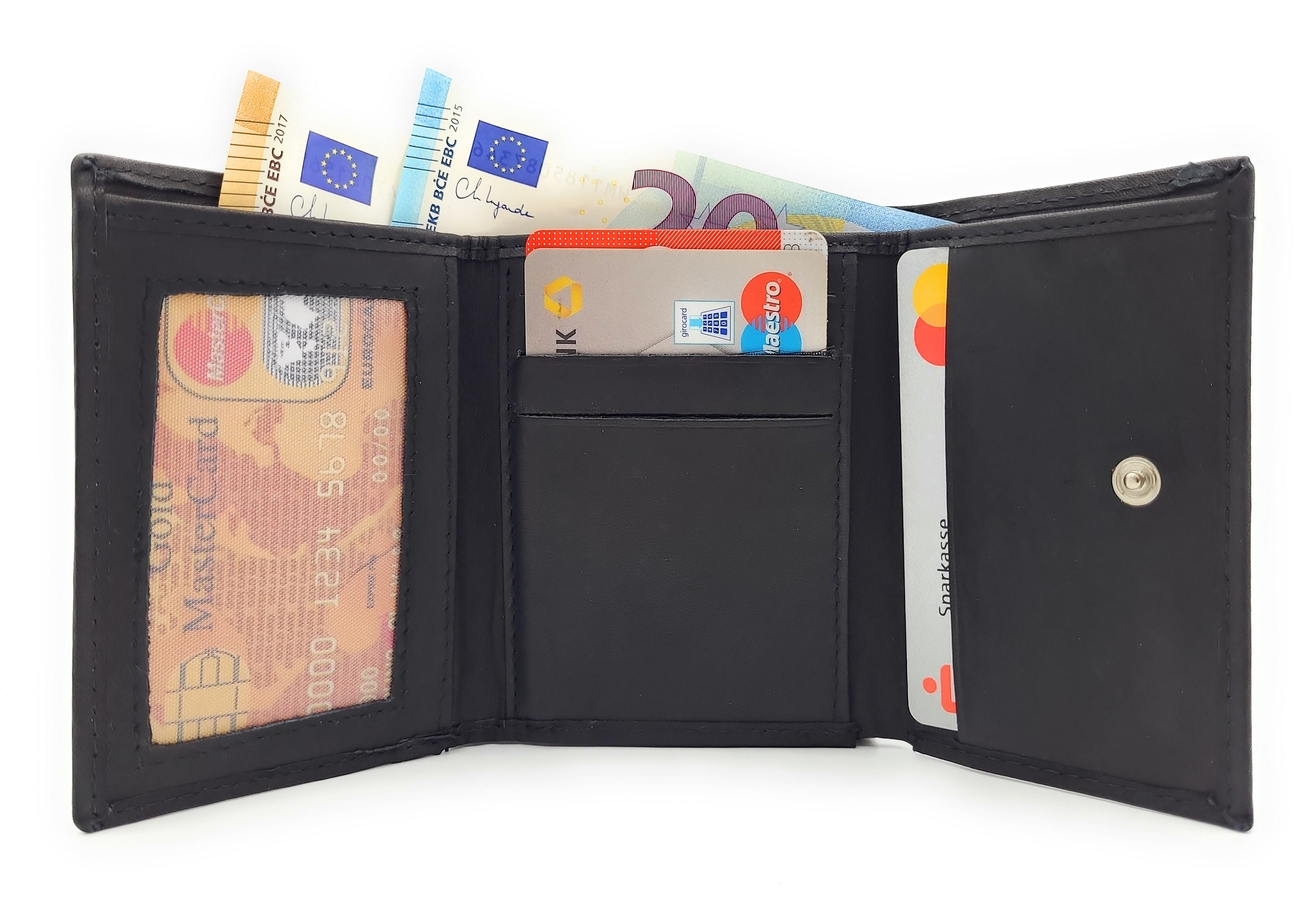 La Scala Bügelbörse Damen Leder | Rahmenbörse mit Bügelverschluss | Geldbörse schwarz