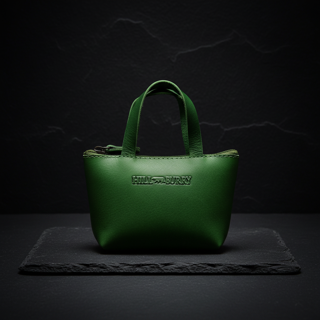 Hill Burry Schlüsseletui Leder Damen Grün - Mini Täschchen Reißverschluss