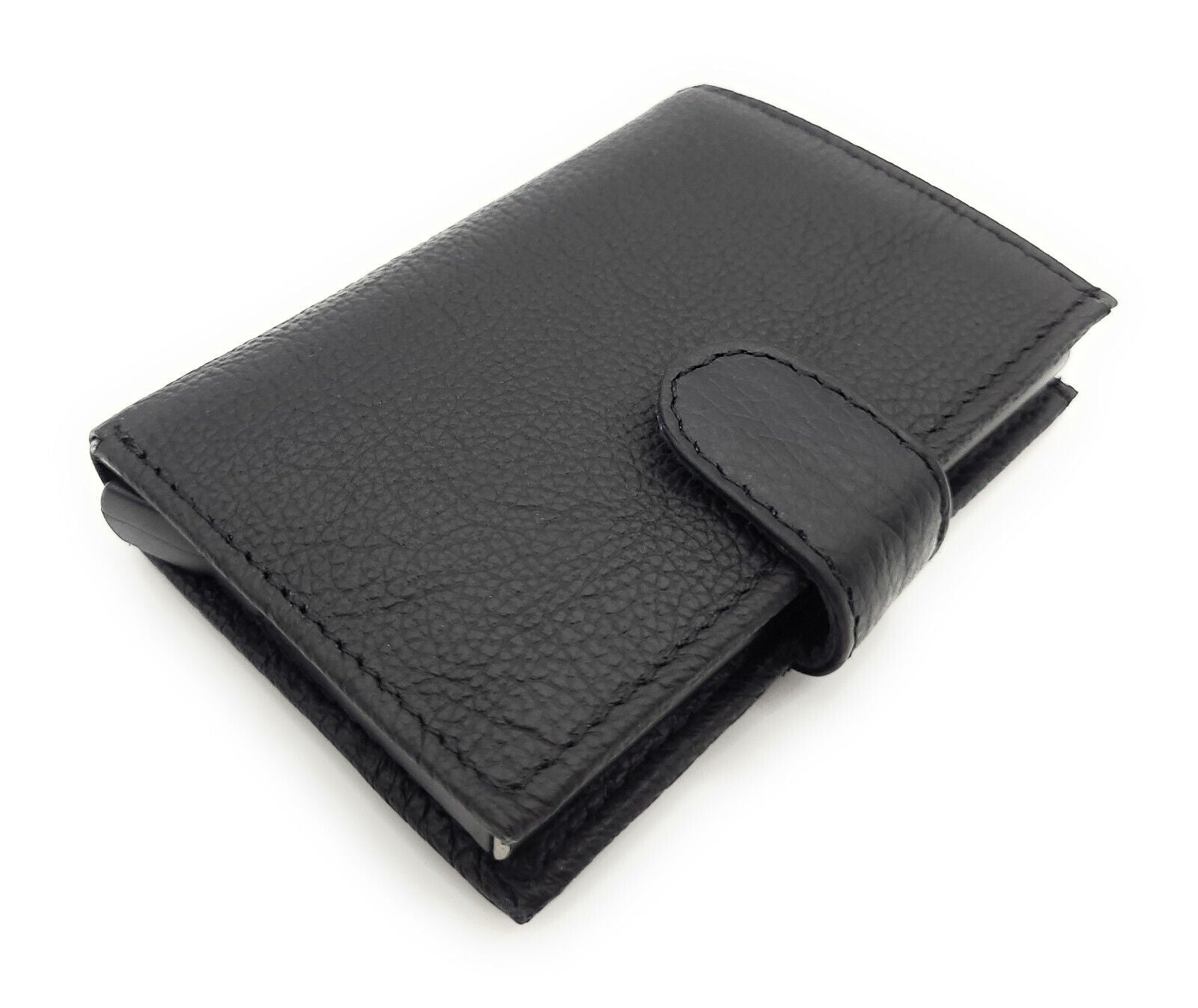 echt Leder Smart Wallet Mini Geldbörse Portemonnaie RFID Schutz schwarz