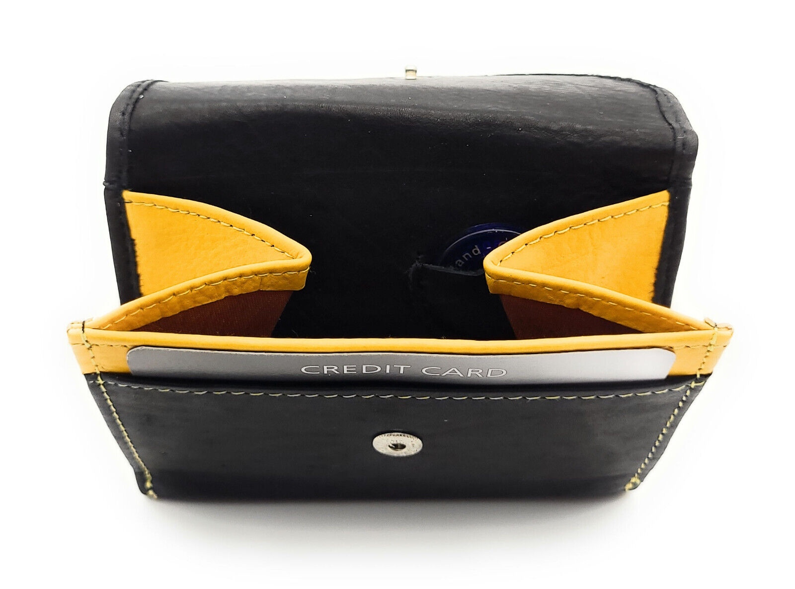 Jockey Club kleine echt Leder Geldbörse Portemonnaie Wendebörse mit RFID Schutz schwarz gelb