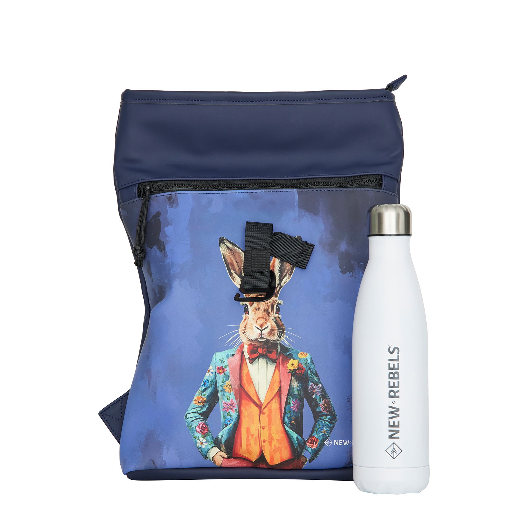 New Rebels Rolltop Cityrucksack Los Angeles – Stylischer Rolltop Rucksack mit Hasen-Design, Wasserabweisend & Praktisch